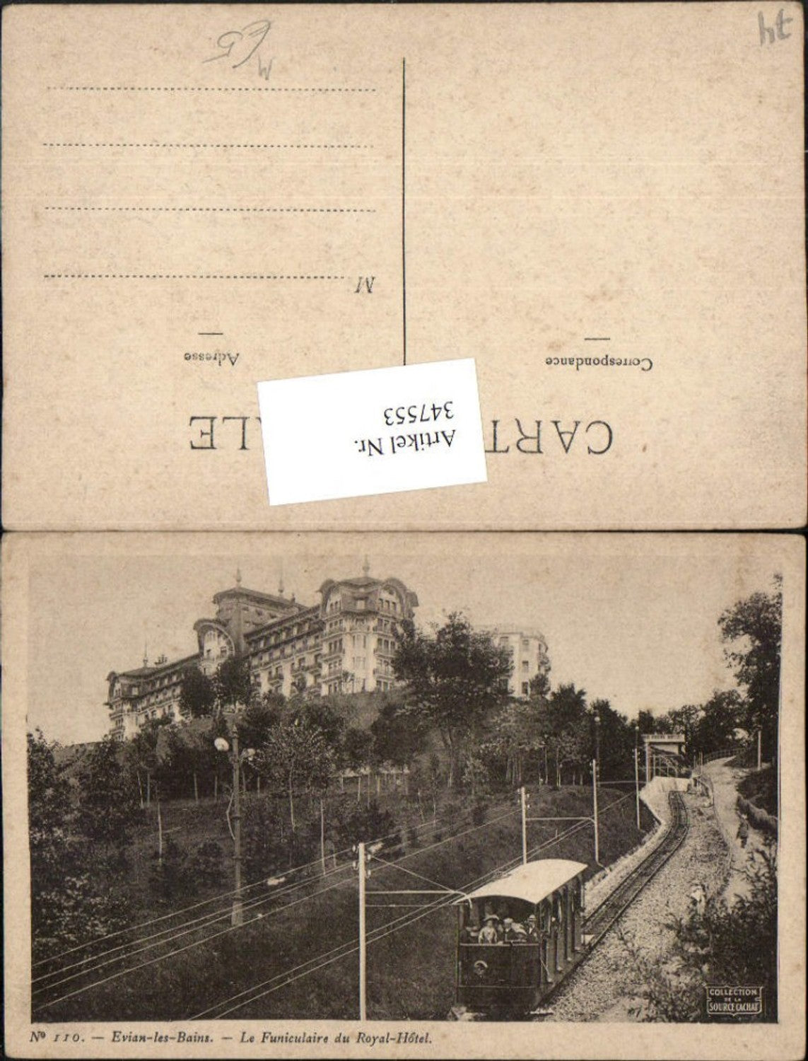 347553,Rhone-Alpes Haute-Savoie Evian-les-Bains Le Funiculaire du Royal-Hotel Zahnradbahn