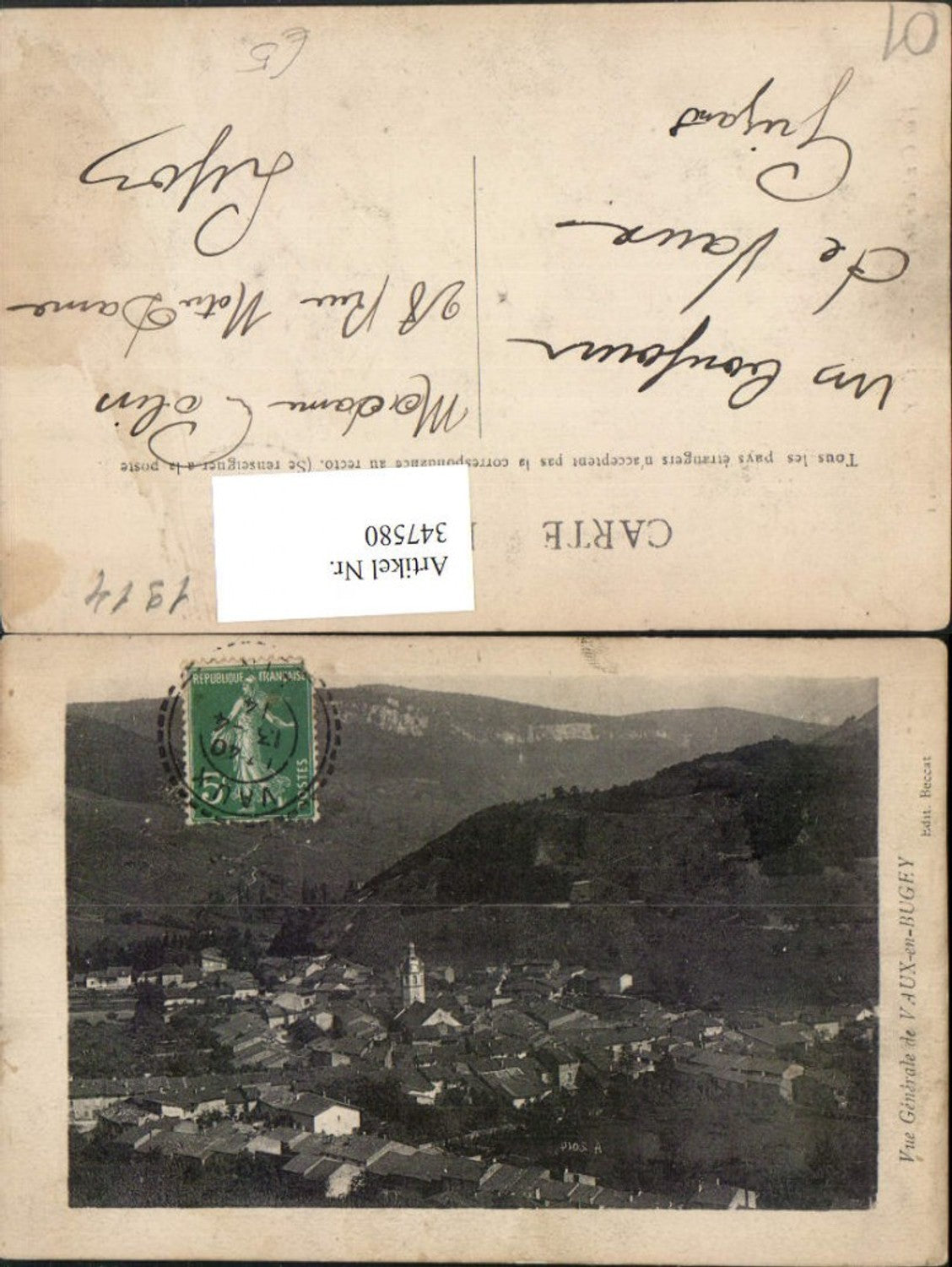 347580,Rhone-Alpes Ain Vaux-en-Bugey Vue Generale Totale