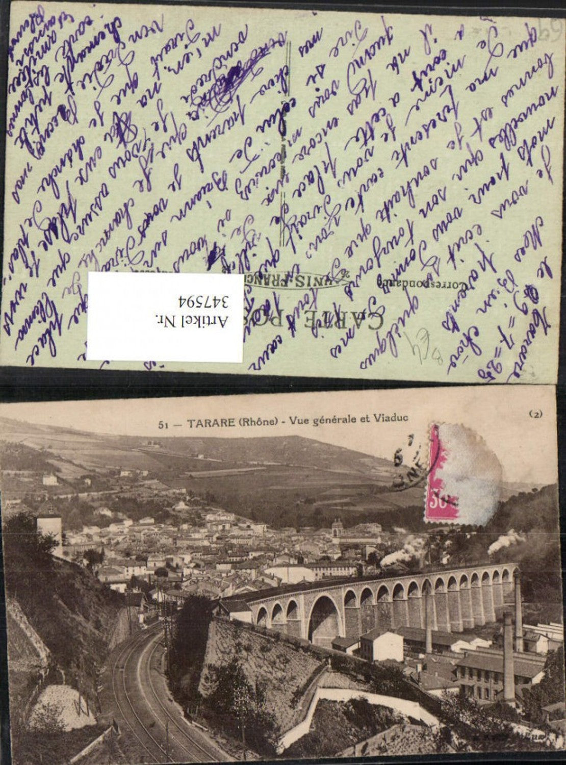 347594,Rhone-Alpes Rhone Tarare Vue generale et Viaduc Totale Viadukt Brücke