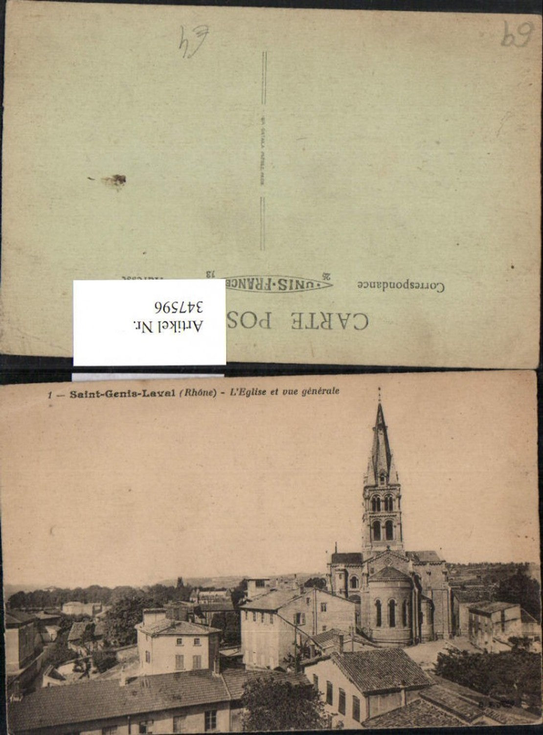 347596,Rhone-Alpes Rhone Saint-Genis-Laval L'Eglise et vue generale Kirche