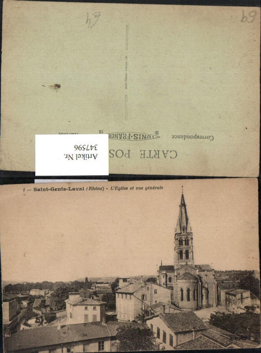 347596,Rhone-Alpes Rhone Saint-Genis-Laval L'Eglise et vue generale Kirche