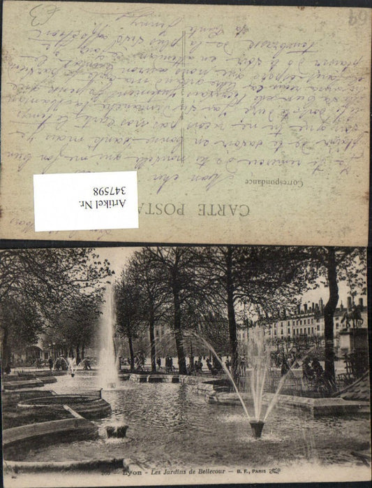 347598,Rhone-Alpes Rhone Lyon Les Jardins de Bellecour Park Springbrunnen