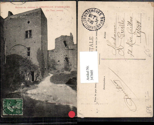 347605,Rhone-Alpes Rhone Ruines du chateau de Chatillon d'Azergues Tour carree Ruine