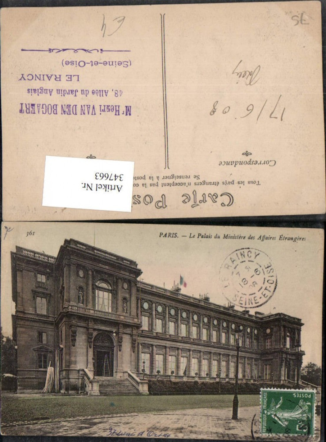 347663,Ile-de-France Paris Le Palais du Ministere des Affaires Etrangeres Außenministerium
