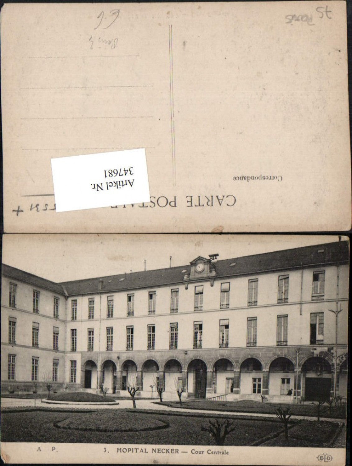 347681,Ile-de-France Paris Hopital Necker Cour Centrale Gebäude