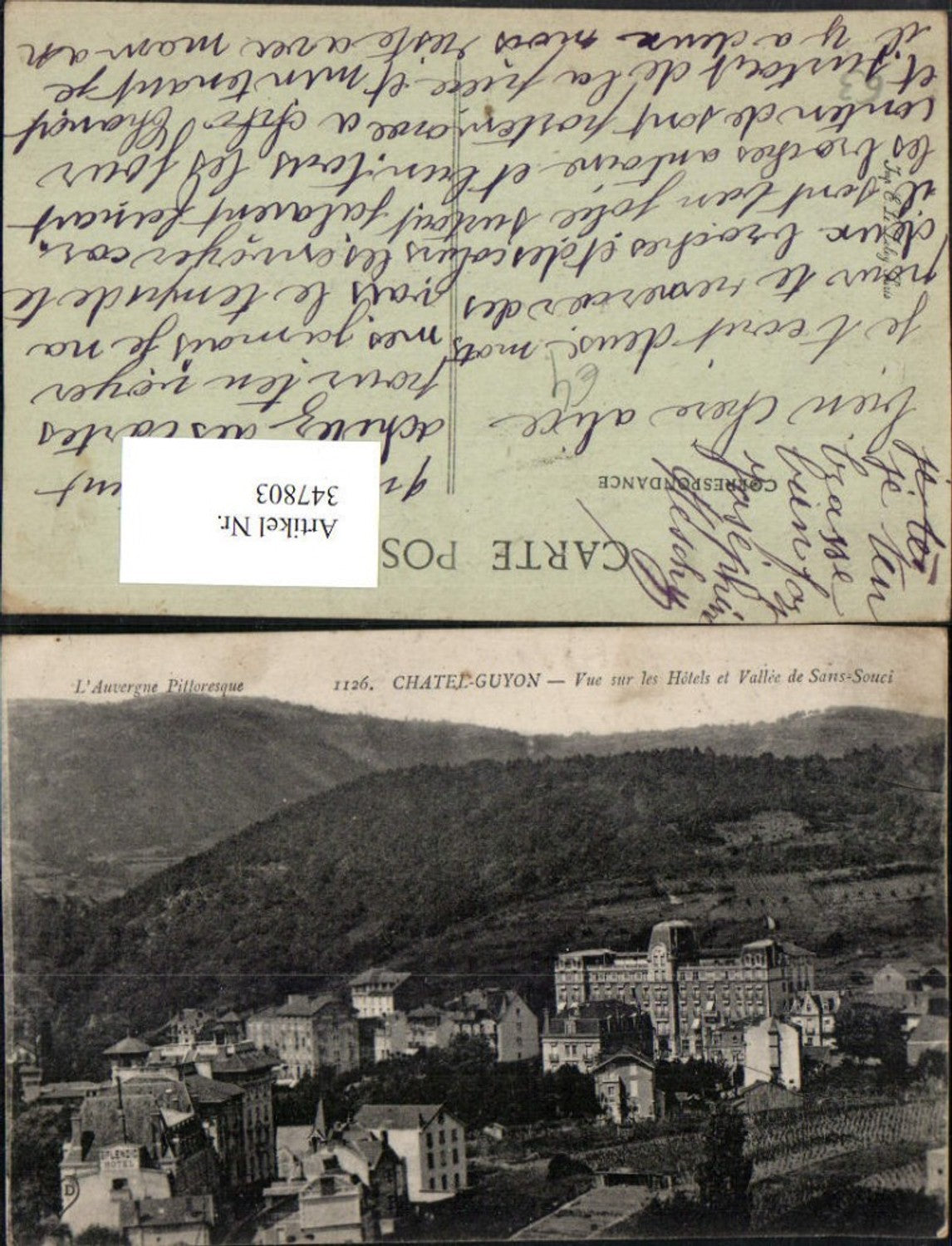 347803,Auvergne Puy-de-Dome Chatel-Guyon Vue sur les Hotels et Vallee de Sans-Souci
