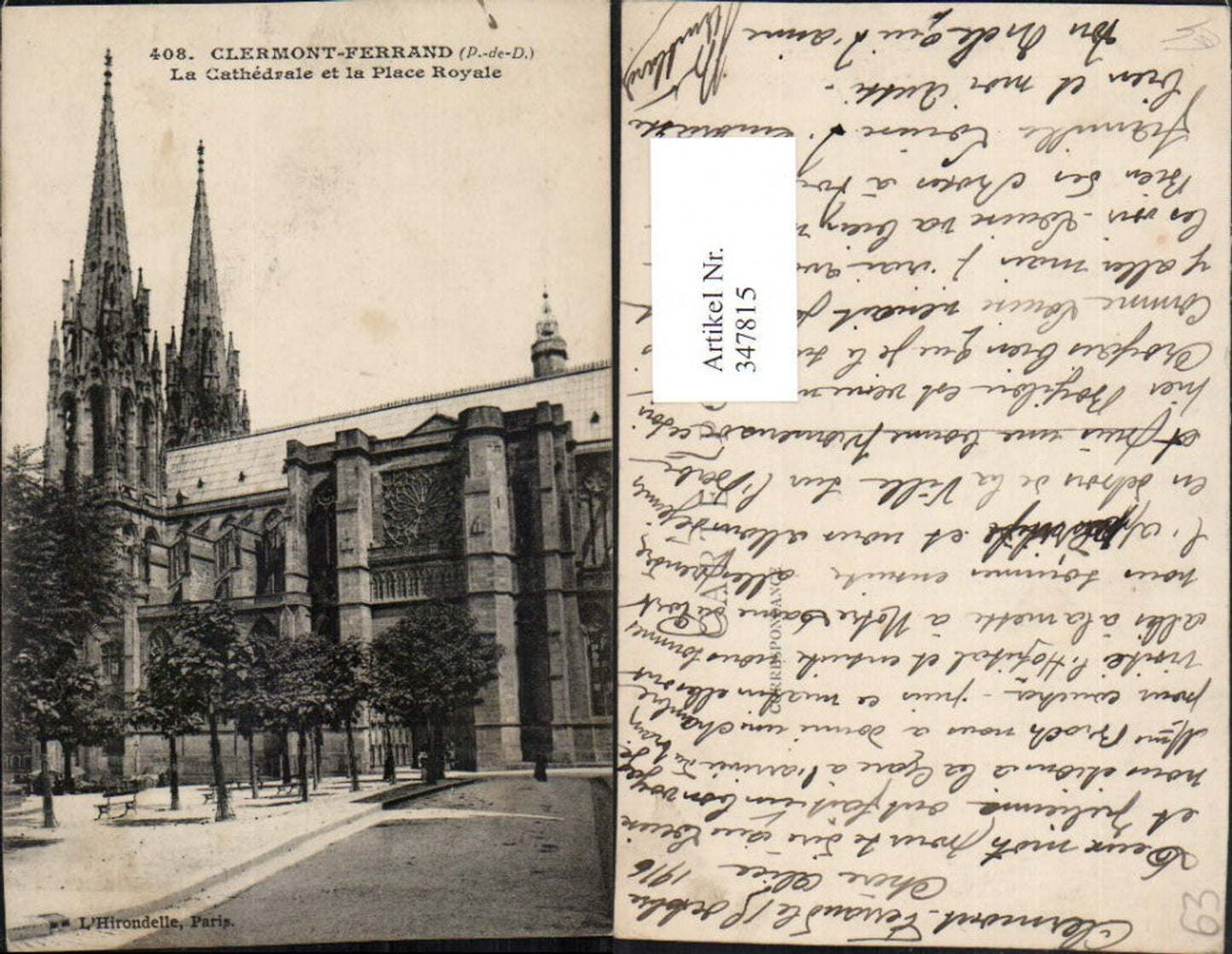 347815,Auvergne Puy-de-Dome Clermont-Ferrand La Cathedrale et la Place Royale Kirche