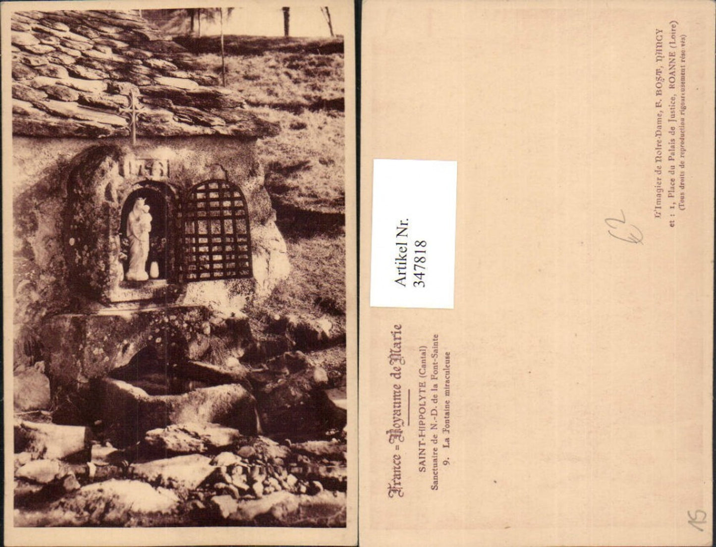 347818,Auvergne Cantal Saint-Hippolyte Notre-Dame Font-Sainte Fontaine miraculeuse Brunnen