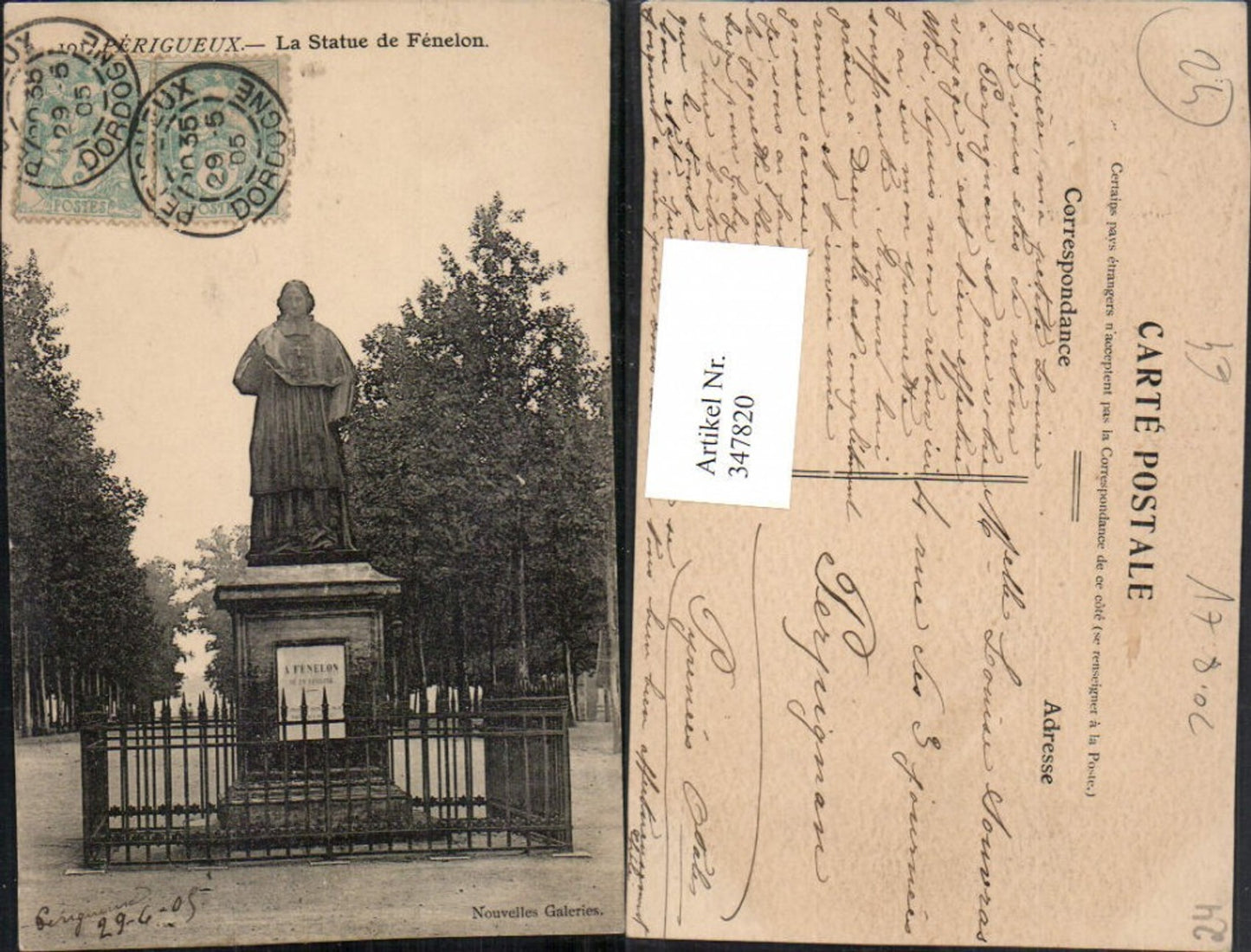 347820,Aquitanien Dordogne Perigueux La Statue de Fenelon Denkmal