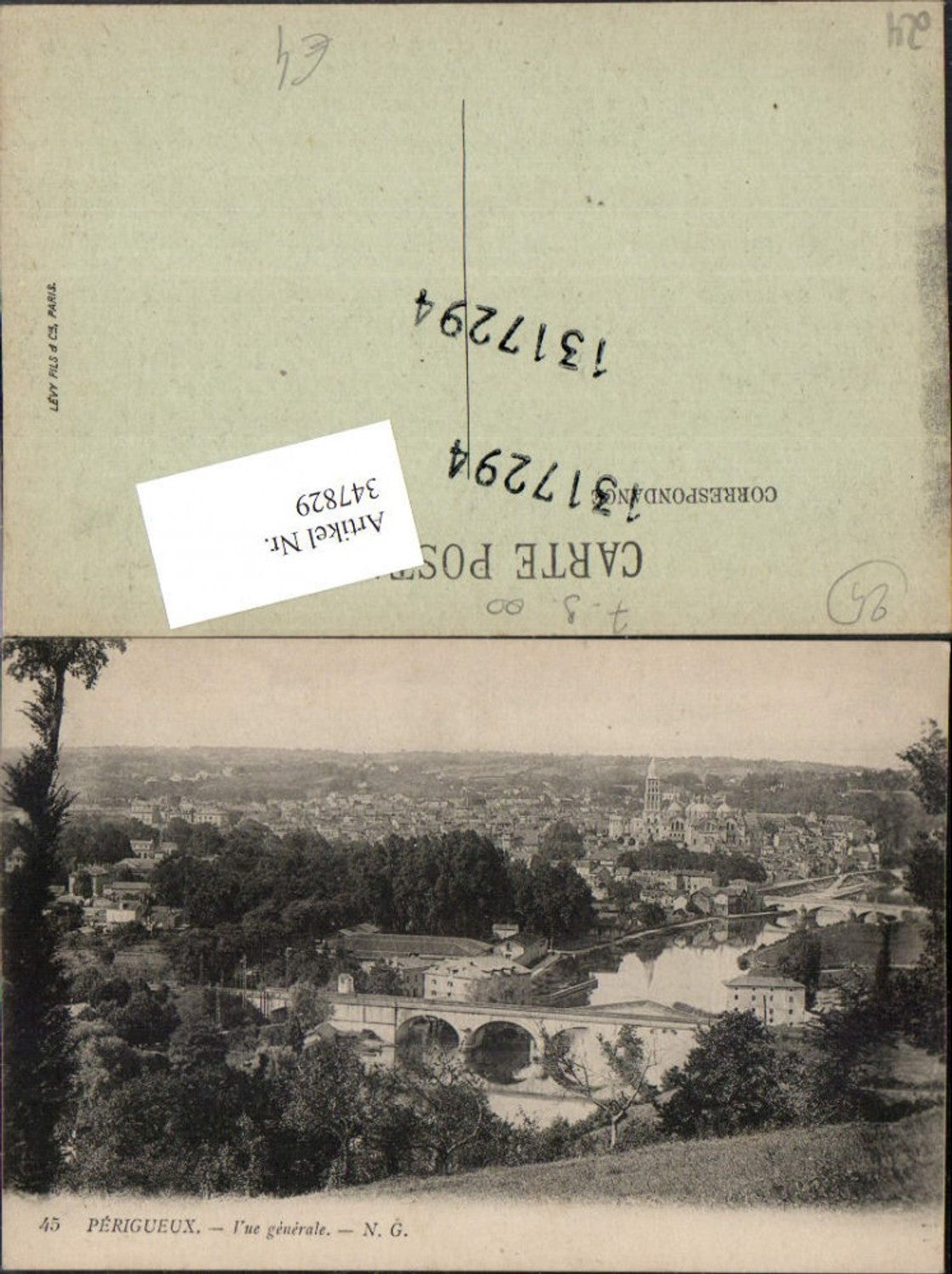 347829,Aquitanien Dordogne Perigueux Vue generale Totale Brücke