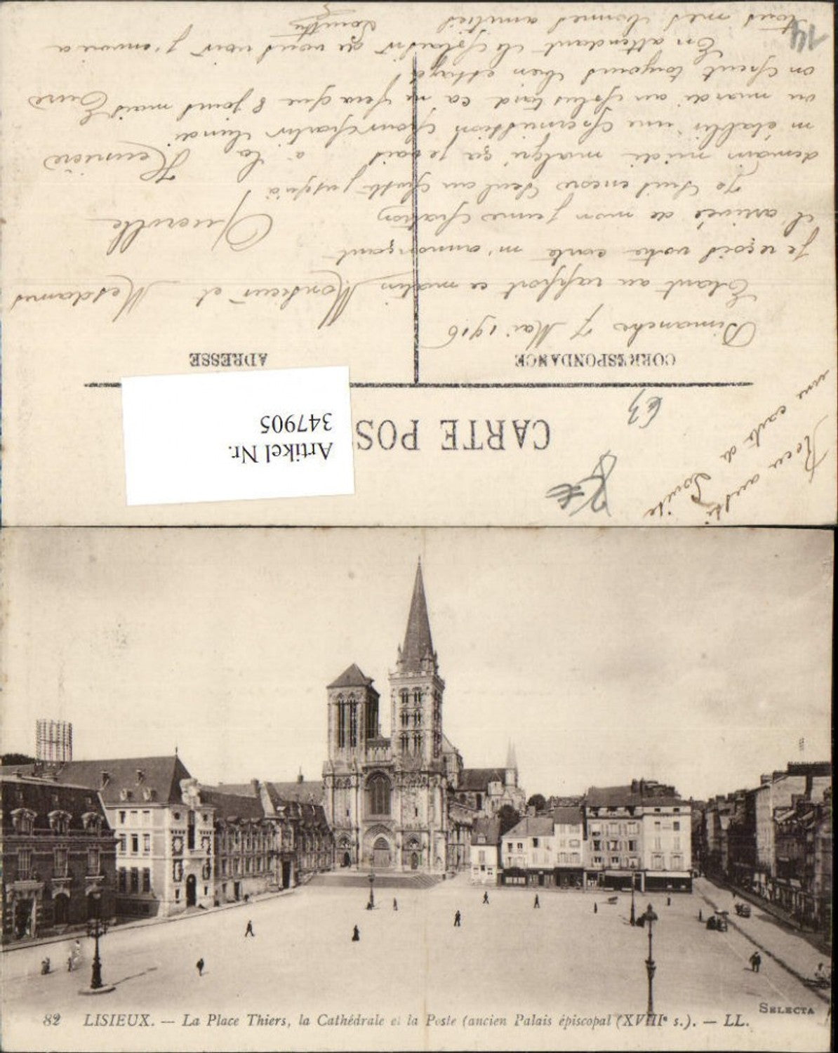 347905,Basse-Normandie Calvados Lisieux La Place Thiers la Cathedrale de la Poste Kirche