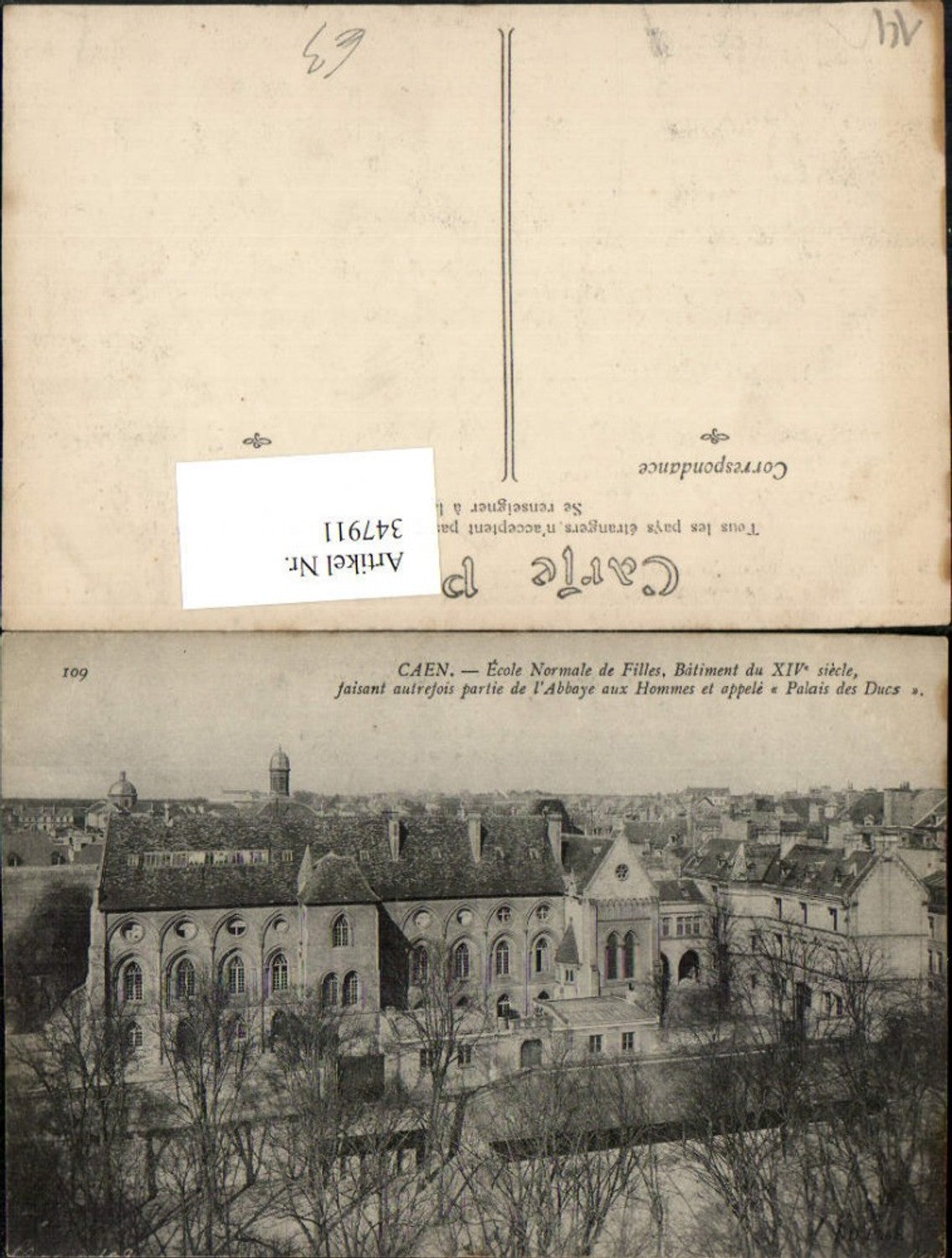 347911,Basse-Normandie Calvados Caen Ecole Normale de Filles Schule Gebäude