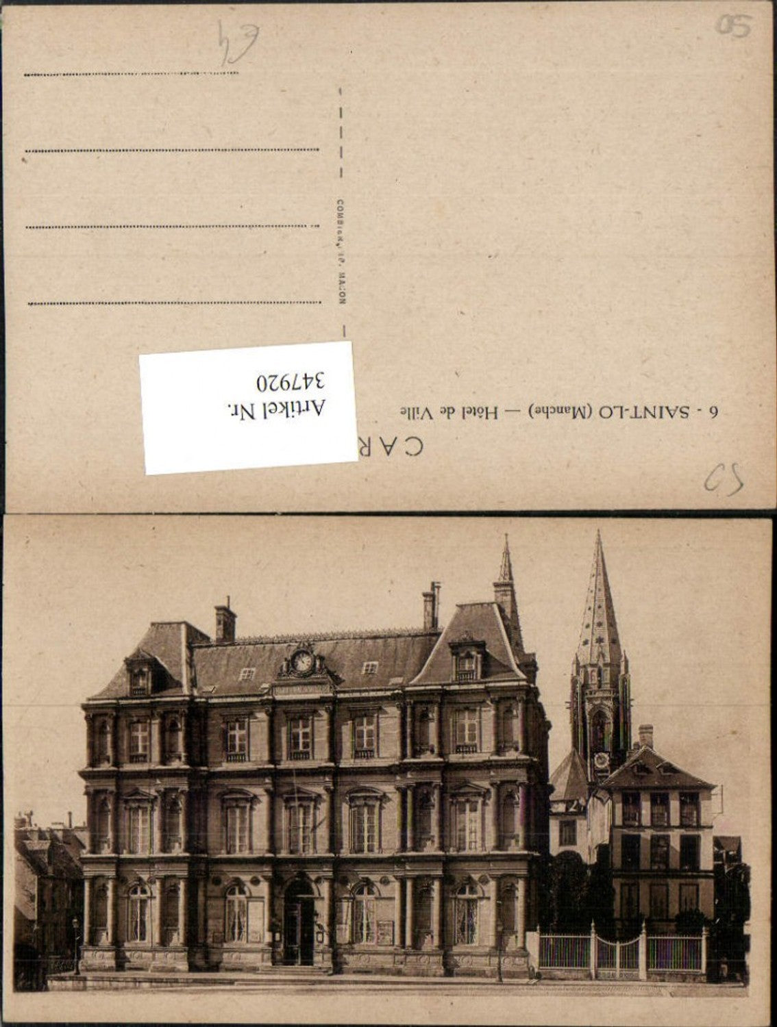 347920,Basse-Normandie Manche Saint-Lo Hotel de Ville Rathaus Kirchenturm