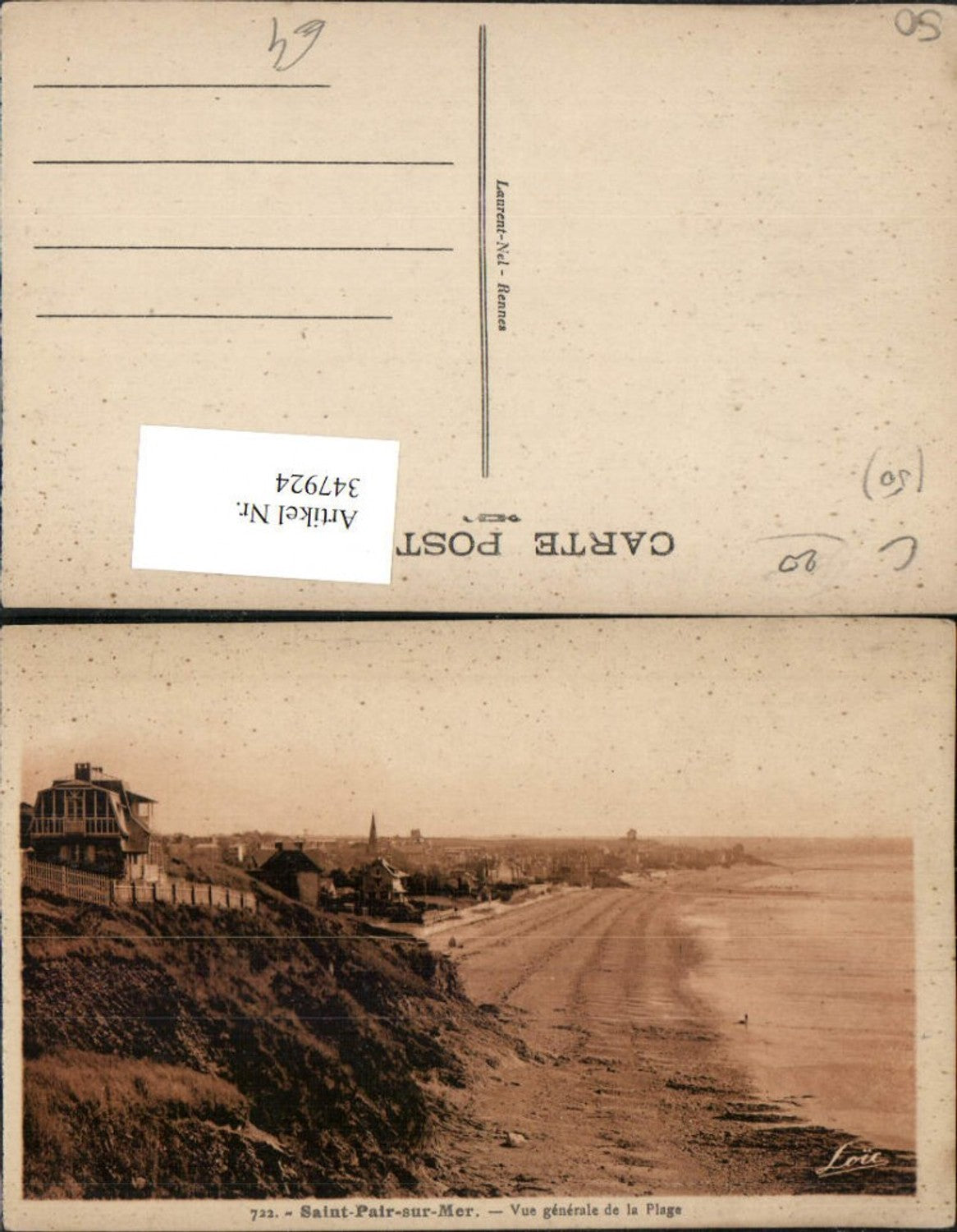 347924,Basse-Normandie Manche Saint-Pair-sur-Mer Vue generale de la Plage Strand