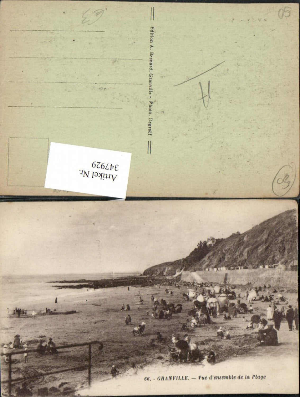 347929,Basse-Normandie Manche Granville Vue d'ensemble de la Plage Strand Strandleben
