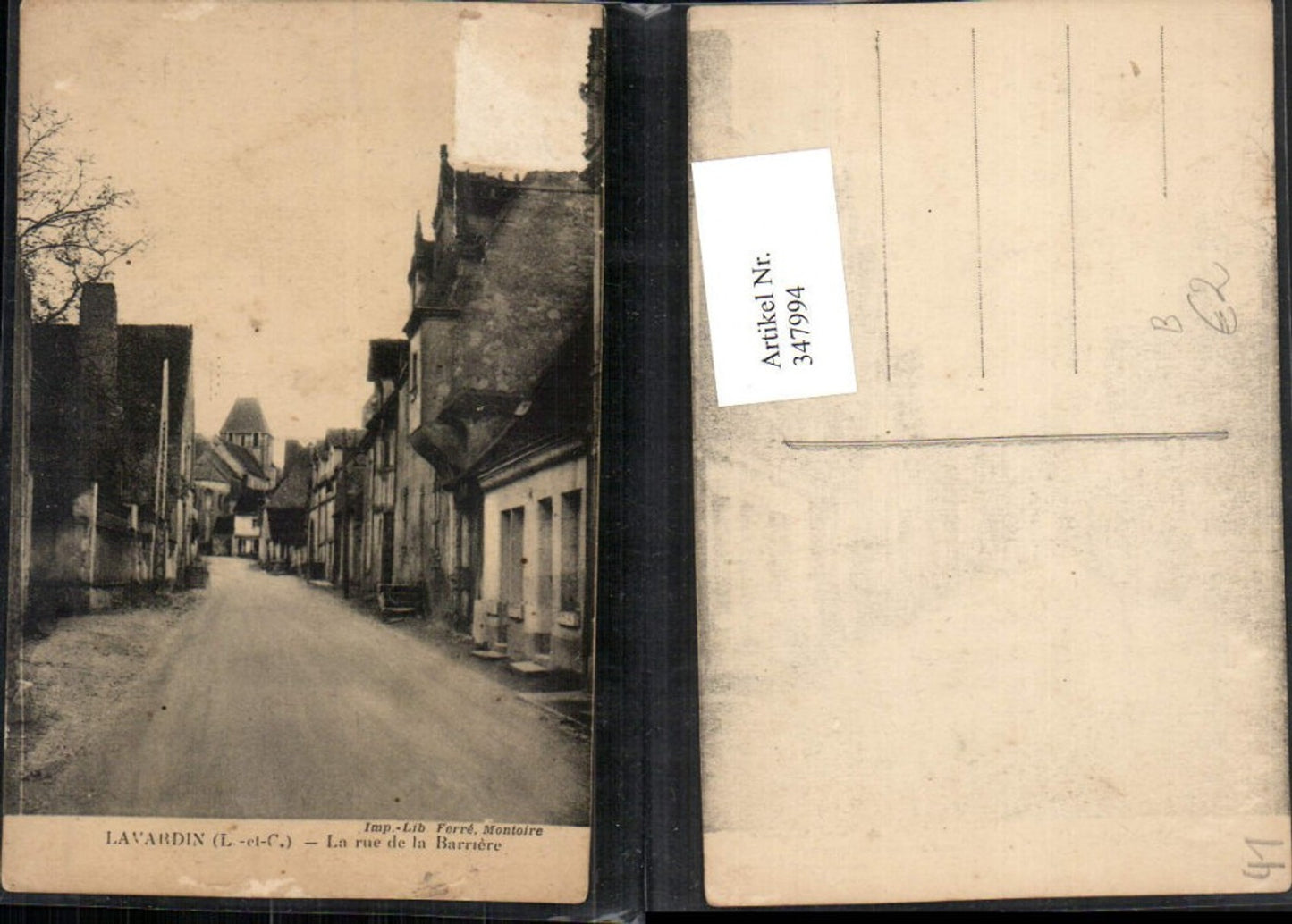347994,Centre Loire-et-Cher Lavardin La rue de la Barriere Straßenansicht