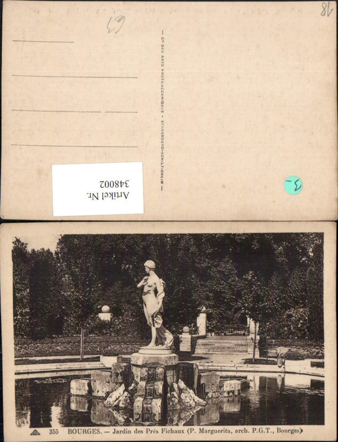 348002,Centre Cher Bourges Jardin des Pres Fichaux Park Brunnen Figur