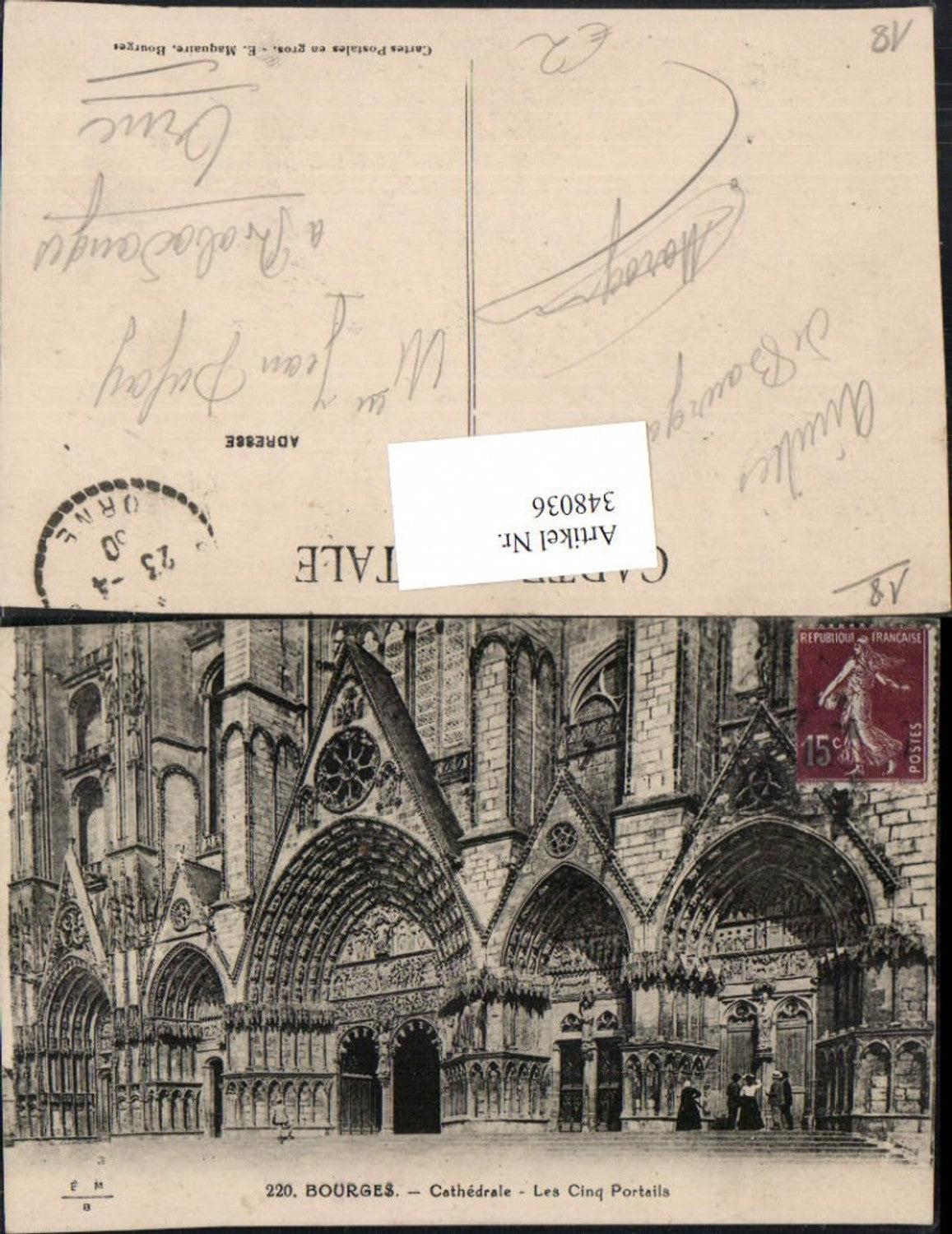 348036,Centre Cher Bourges Cathedrale Les Cinq Portails Kirchenportale