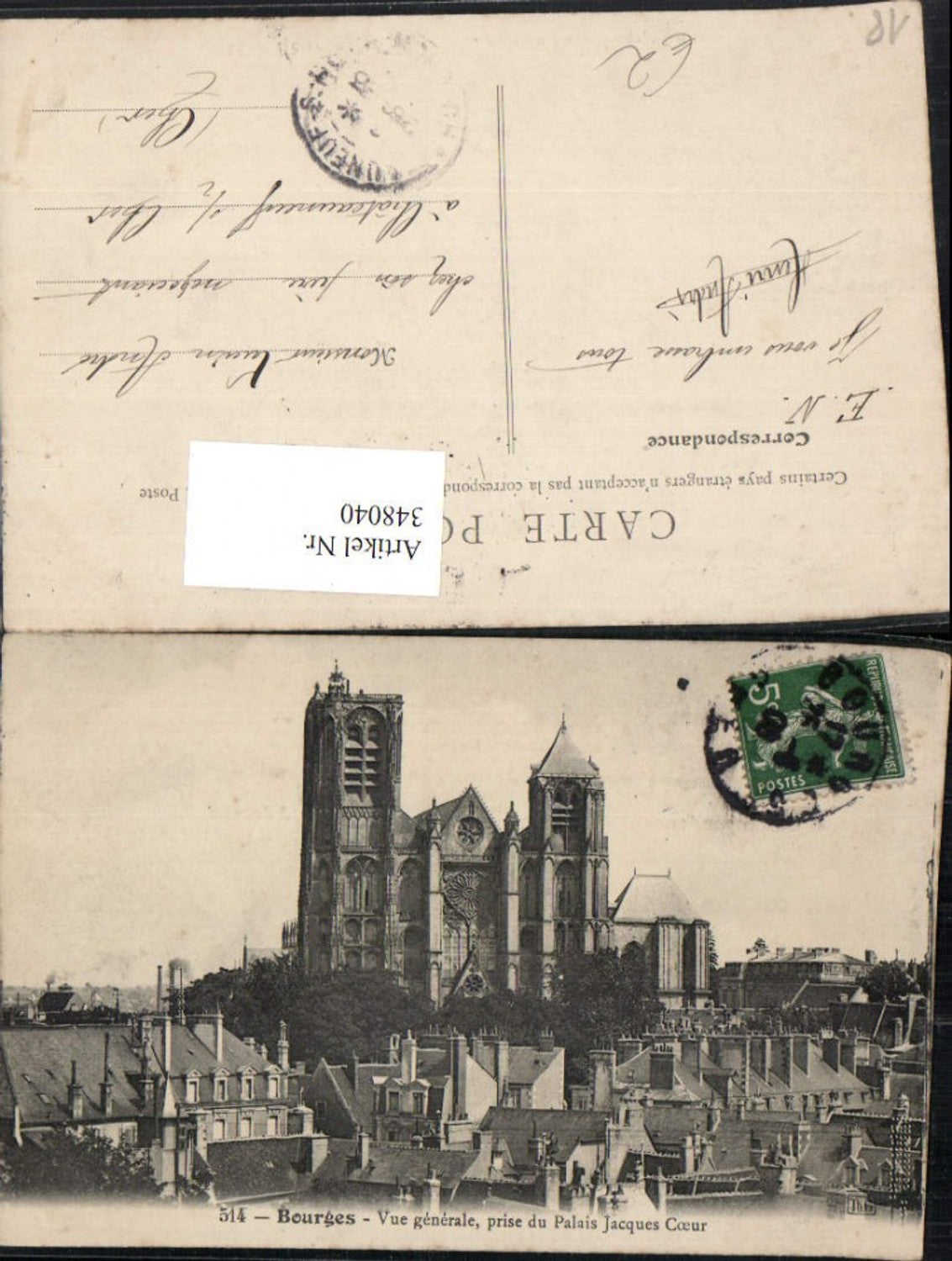 348040,Centre Cher Bourges Vue generale prise du Palais Jacques Coeur Teilansicht
