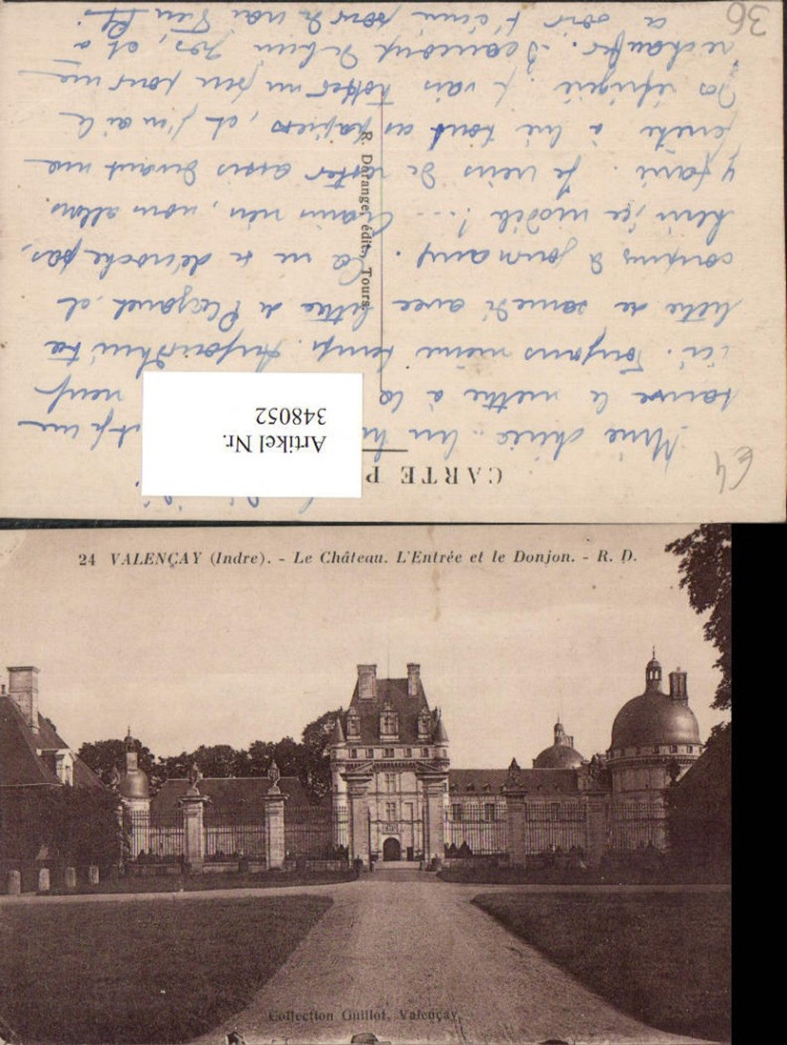348052,Centre Indre Valencay Le Chateau L'Entree et le Donjon Schloss