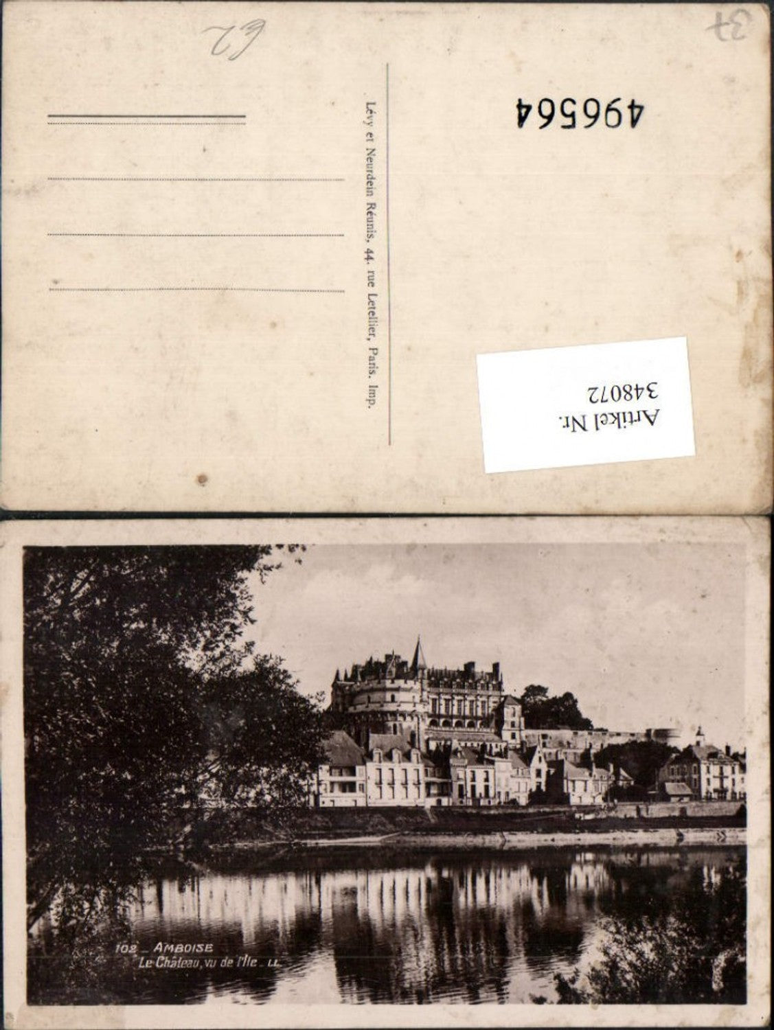 348072,Centre Indre-et-Loire Amboise Le Chateau vu de l'Ile Schloss