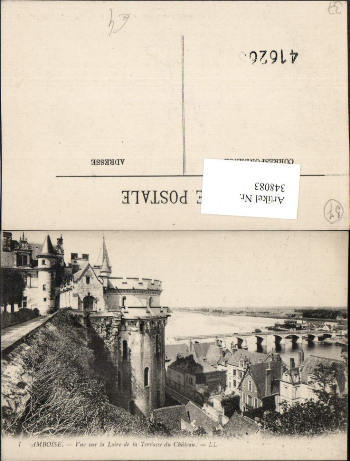 348083,Centre Indre-et-Loire Amboise Vue sur la Loire de la Terrasse du Chateau Schloss Brücke