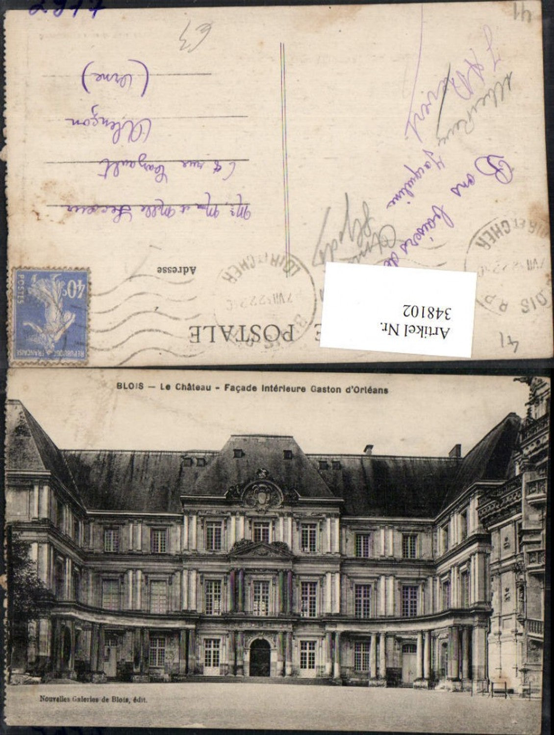 348102,Centre Loire-et-Cher Blois Le Chateau Interieure Gaston d'Orleans Schloss