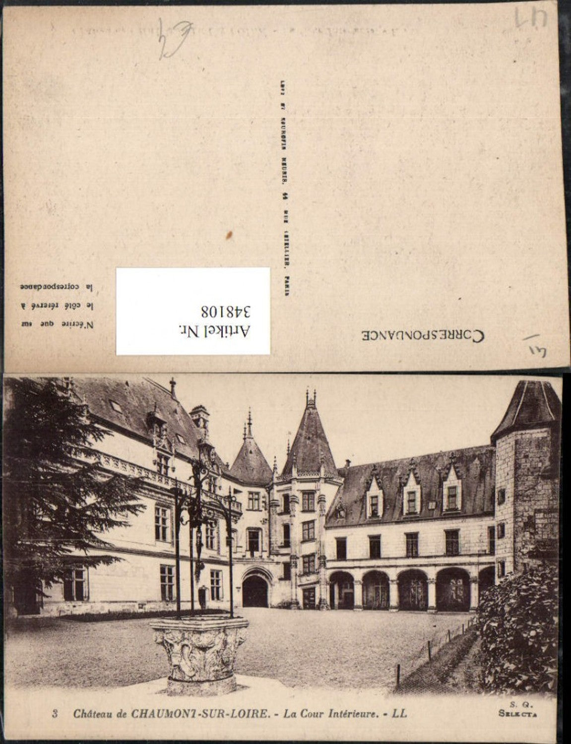 348108,Centre Loire-et-Cher Chaumont-sur-Loire Chateau La Cour Interieure Schloss Brunnen