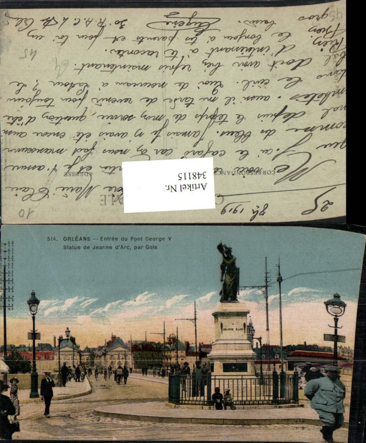 348115,Centre Loiret Orleans Entree du Pont George Statue de Jeanne d'Arc Denkmal