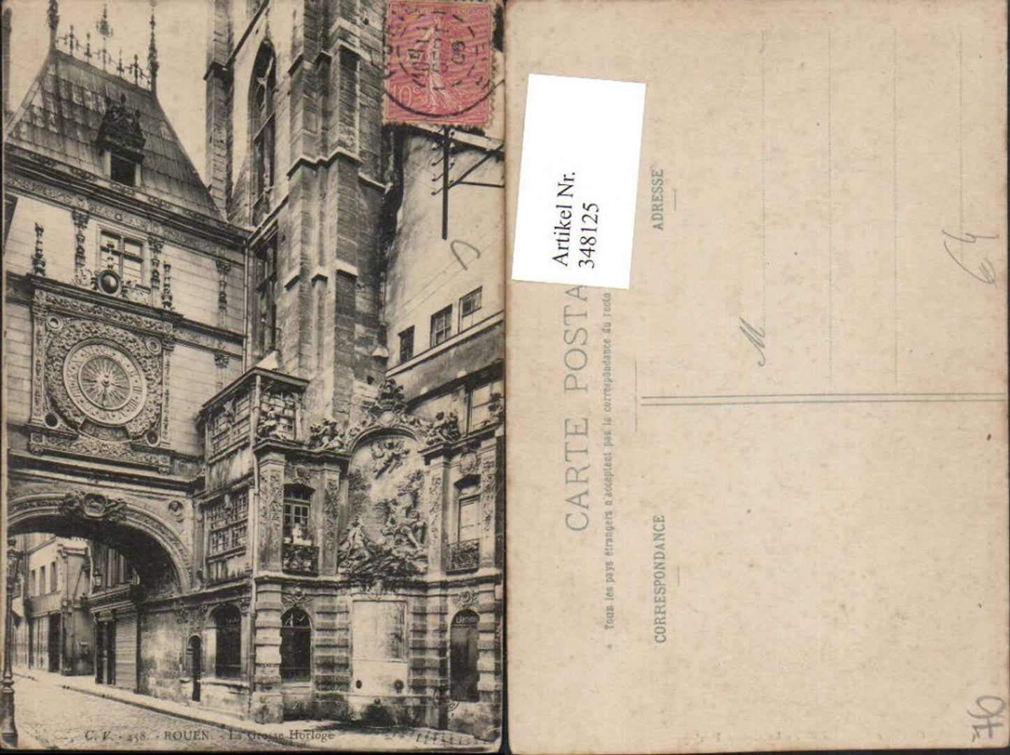 348125,Haute-Normandie Seine-Maritime Rouen La Grosse Horloge Uhr Tor