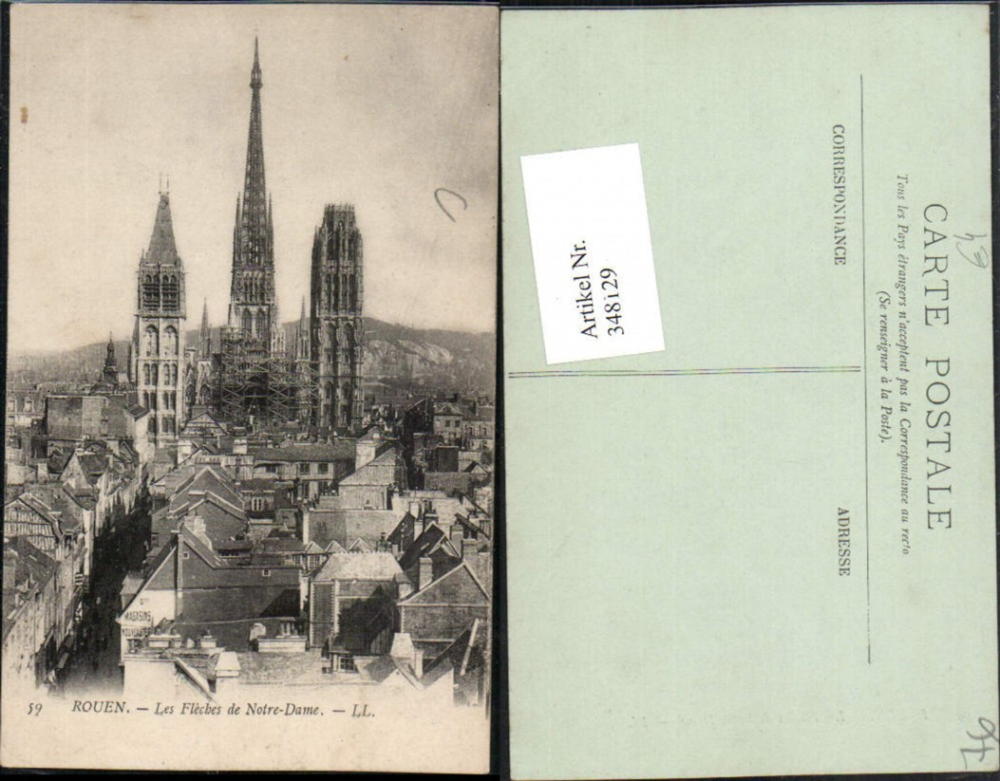348129,Haute-Normandie Seine-Maritime Rouen Les Fleches de Notre-Dame Teilansicht Kirche