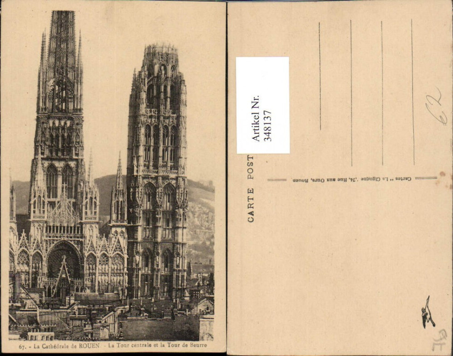348137,Haute-Normandie Seine-Maritime Rouen Cathedrale Tour centrale et la tour de Beurre Kirche