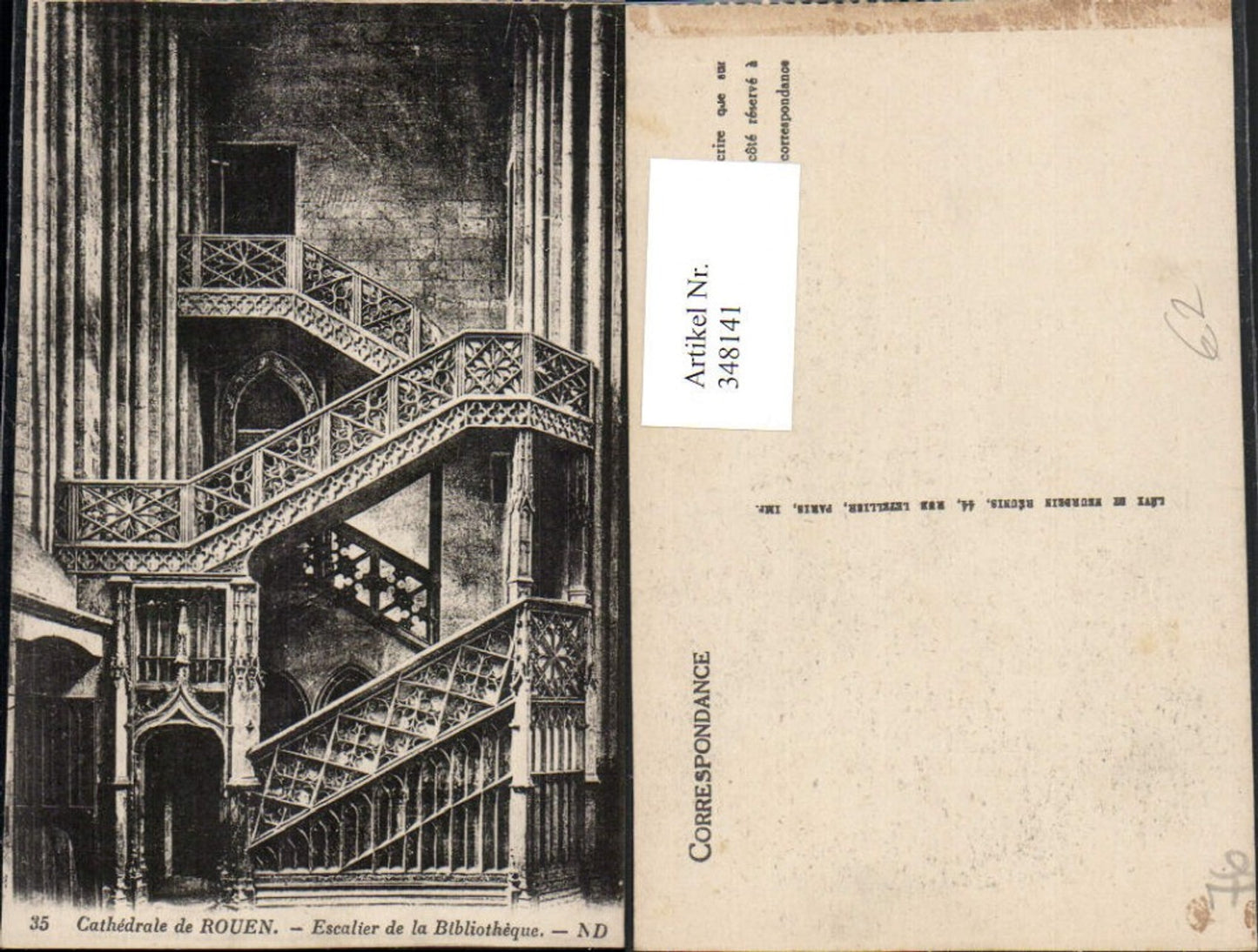 348141,Haute-Normandie Seine-Maritime Rouen Cathedrale Escalier de la Bibliotheque Treppe