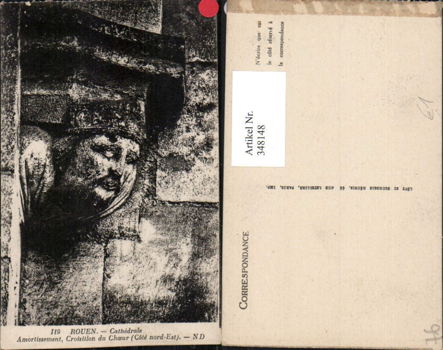 348148,Haute-Normandie Seine-Maritime Rouen Cathedrale Amortissement Croisillon du Choeur