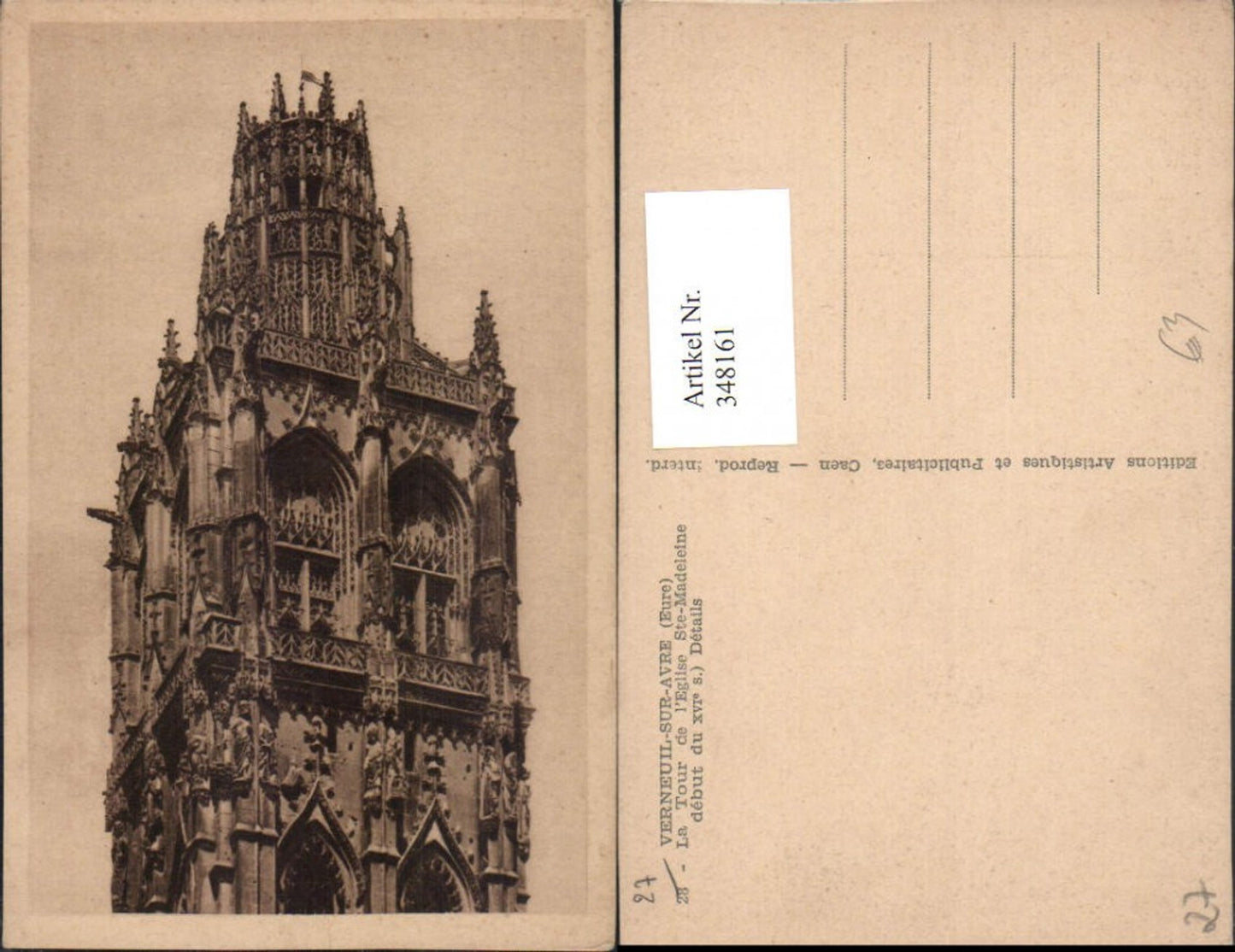 348161,Haute-Normandie Eure Verneuil-sur-Avre La Tour de l'Eglise Ste-Madeleine Kirchenturm