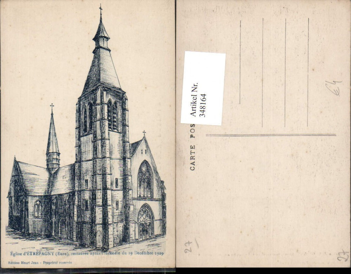 348164,Künstler AK Haute-Normandie Eure Etrepagny Eglise Kirche