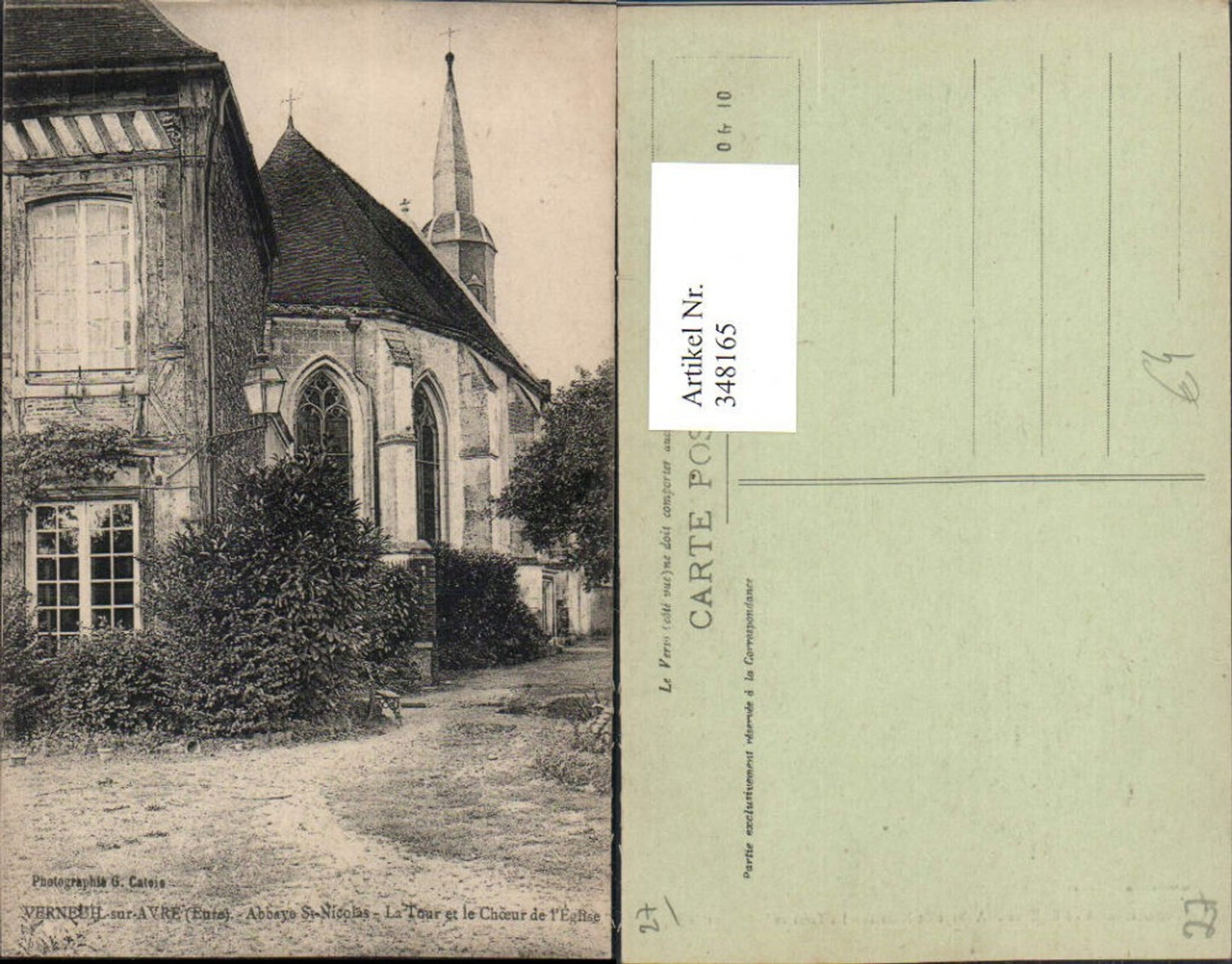 348165,Haute-Normandie Eure Verneuil-sur-Avre Abbaye St-Nicolas Tour et le Choeur de l'Eglise Kirche