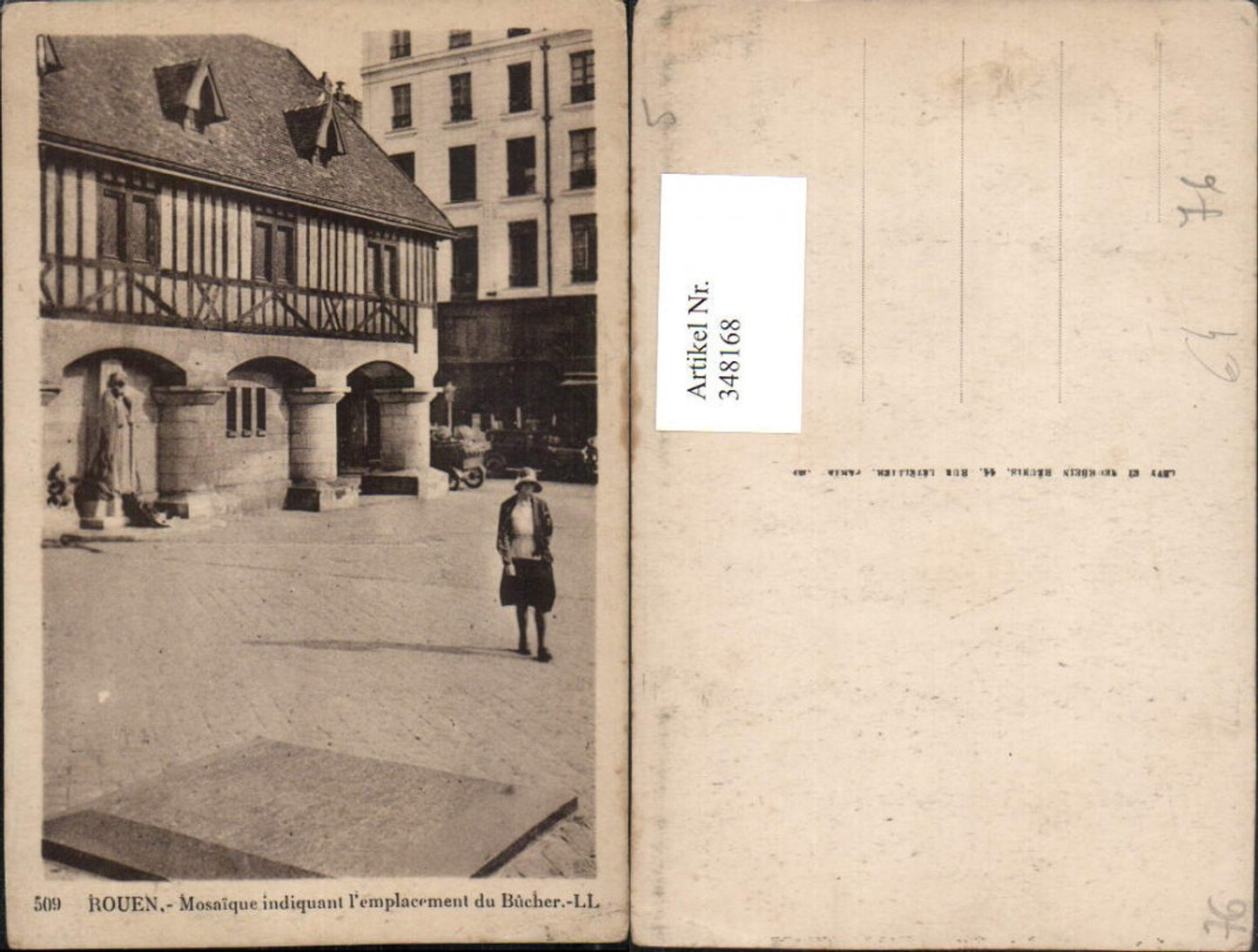 348168,Haute-Normandie Seine-Maritime Rouen Mosaique indiquant l'emplacement du Bucher