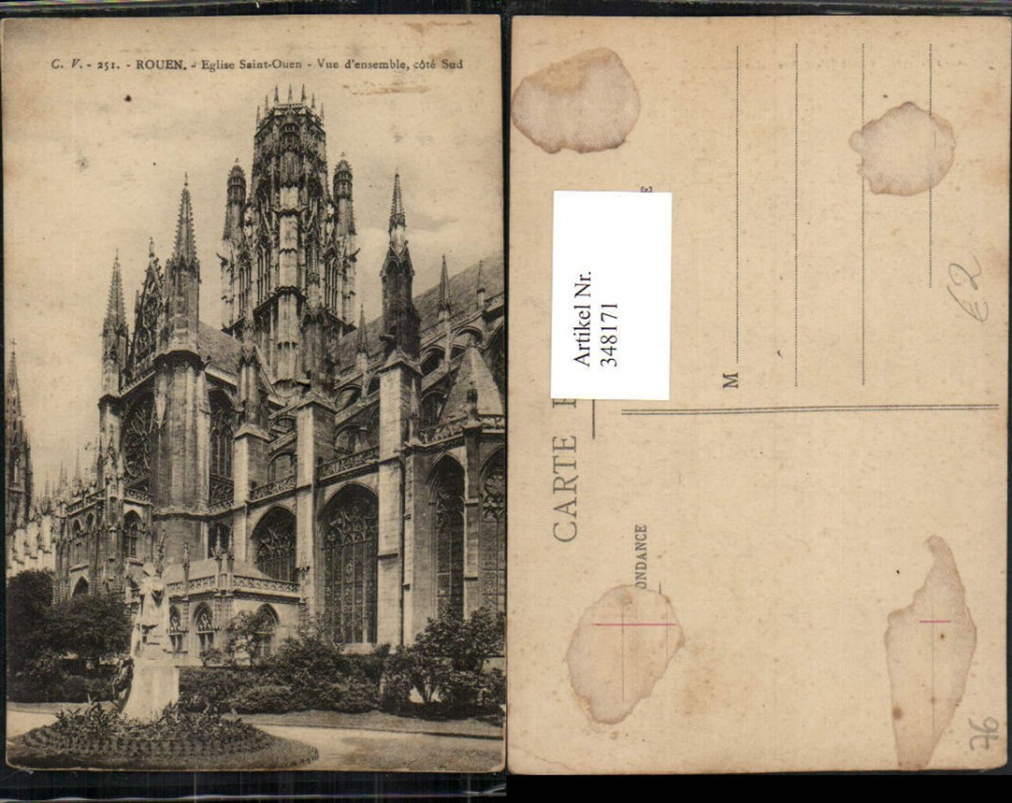 348171,Haute-Normandie Seine-Maritime Rouen Eglise Saint-Ouen Kirche Statue