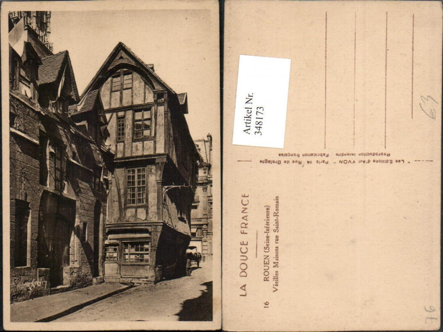 348173,Haute-Normandie Seine-Maritime Rouen Vieilles Maisons rue Saint-Romain Gasse