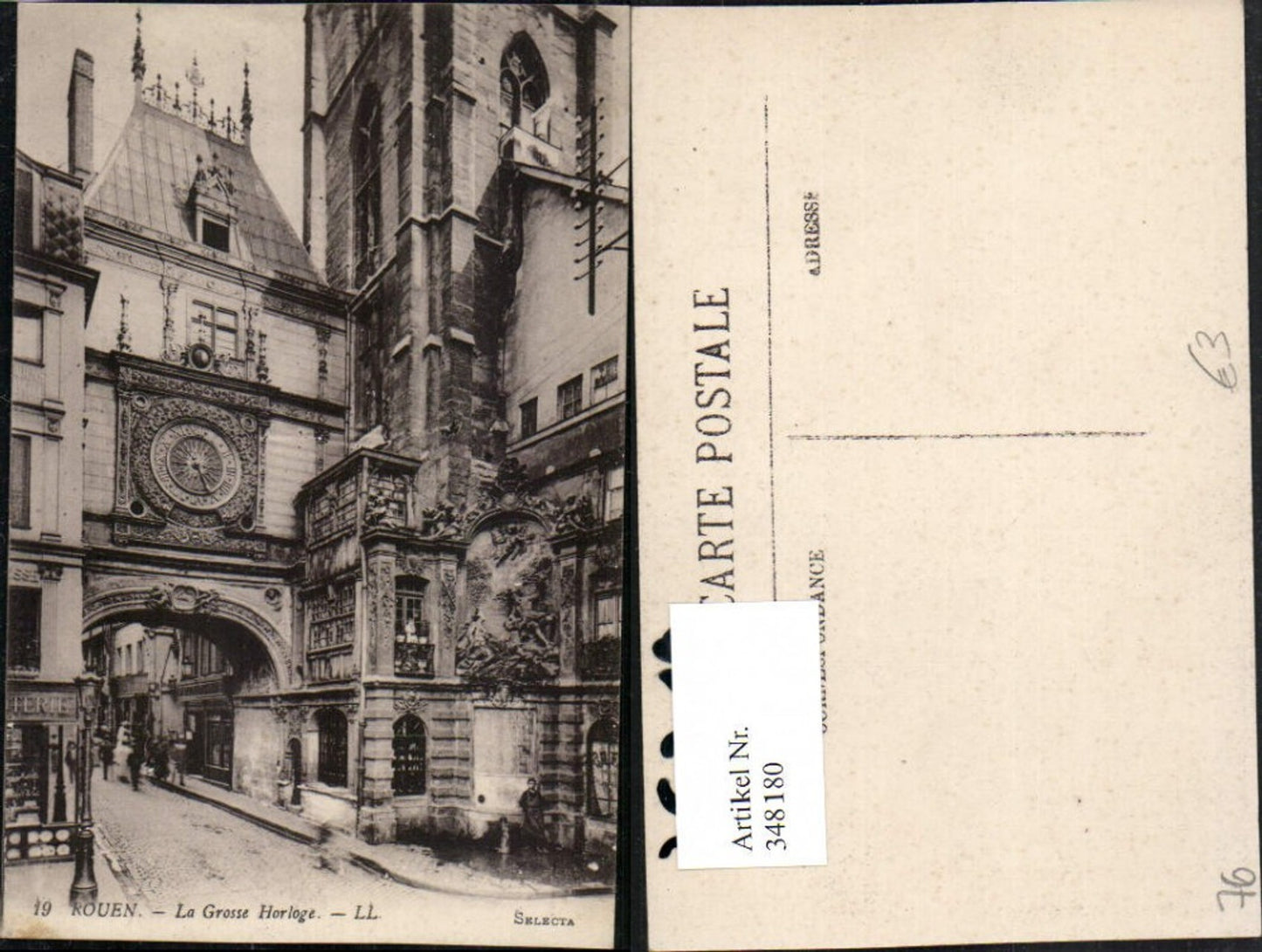 348180,Haute-Normandie Seine-Maritime Rouen La Grosse Horloge Uhr Tor
