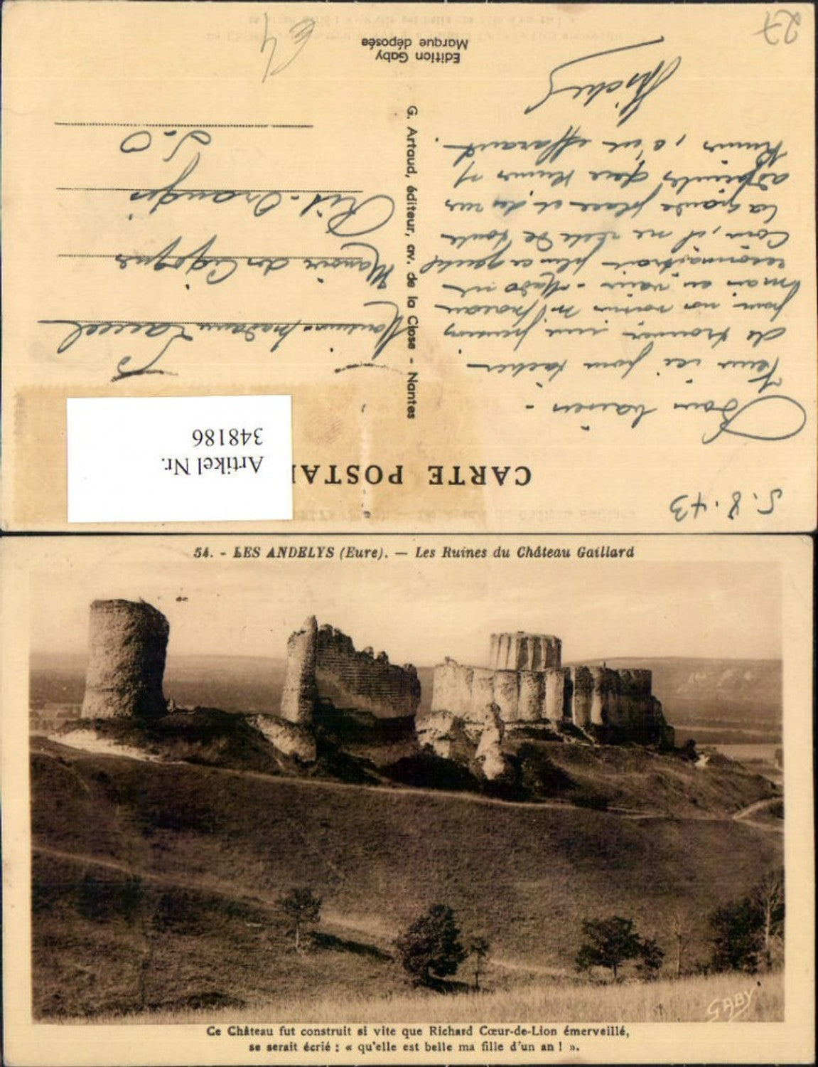 348186,Haute-Normandie Eure Les Andelys Les Ruines du Chateau Gaillard Schlossruine