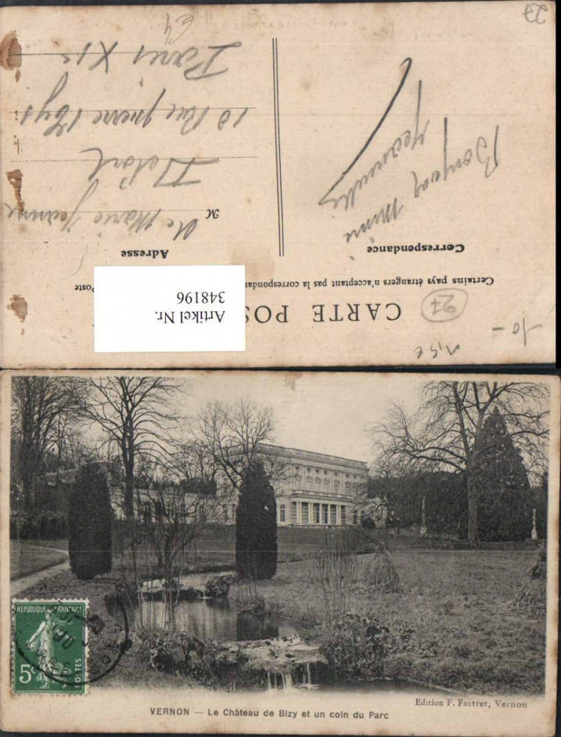 348196,Haute-Normandie Eure Vernon Le Chateau de Bizy et un coin du Parc Schloss
