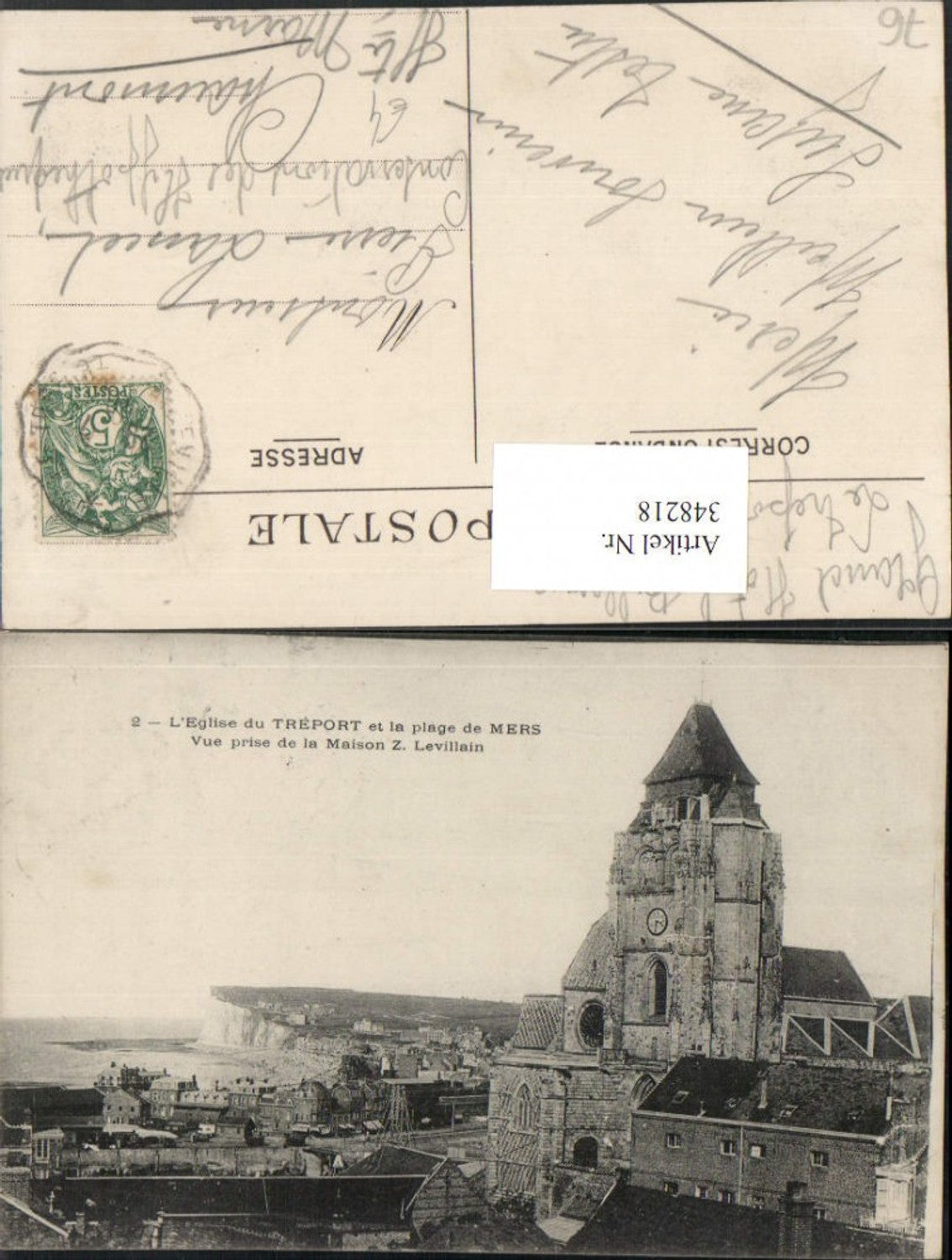 348218,Haute-Normandie Seine-Maritime Treport L'Eglise et la Plage de Mers Kirche