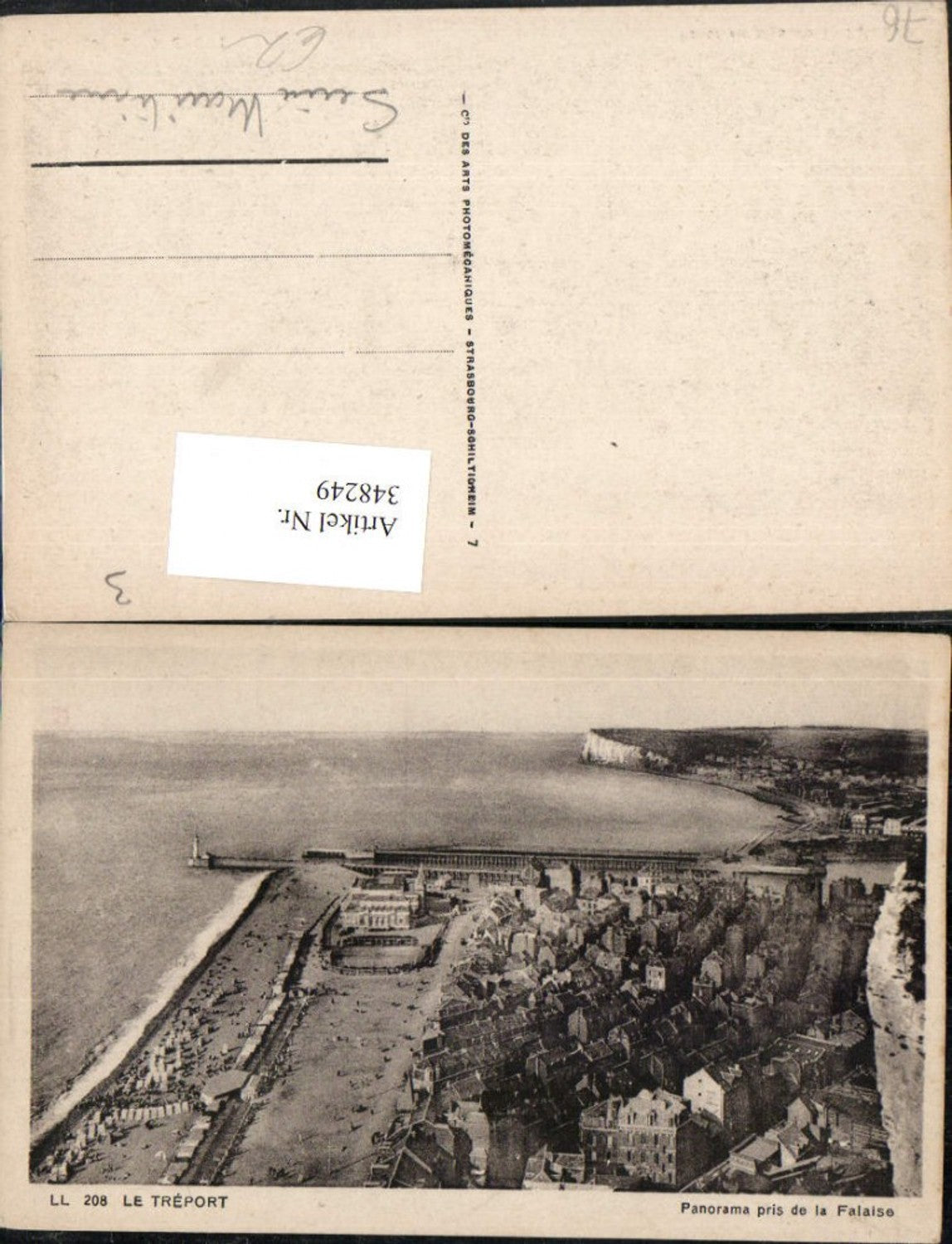 348249,Haute-Normandie Seine-Maritime Le Treport Panorama pris de la Falaise Teilansicht Strand