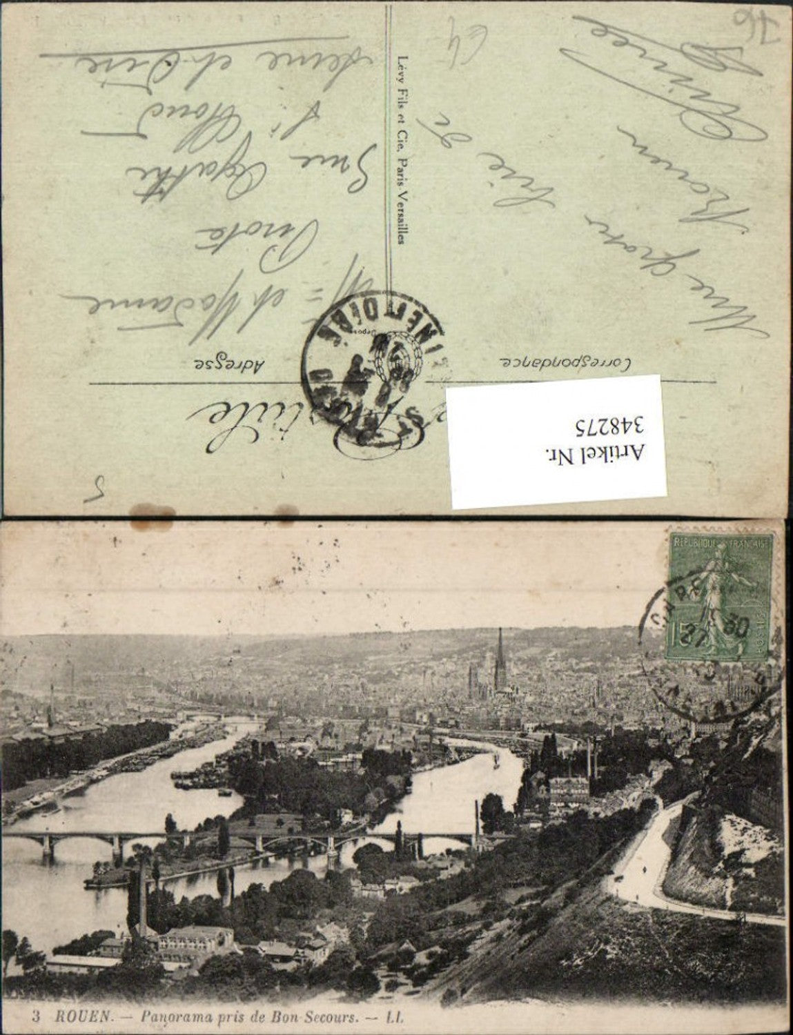 348275,Haute-Normandie Seine-Maritime Rouen Panorama pris de Bon-Secours Totale