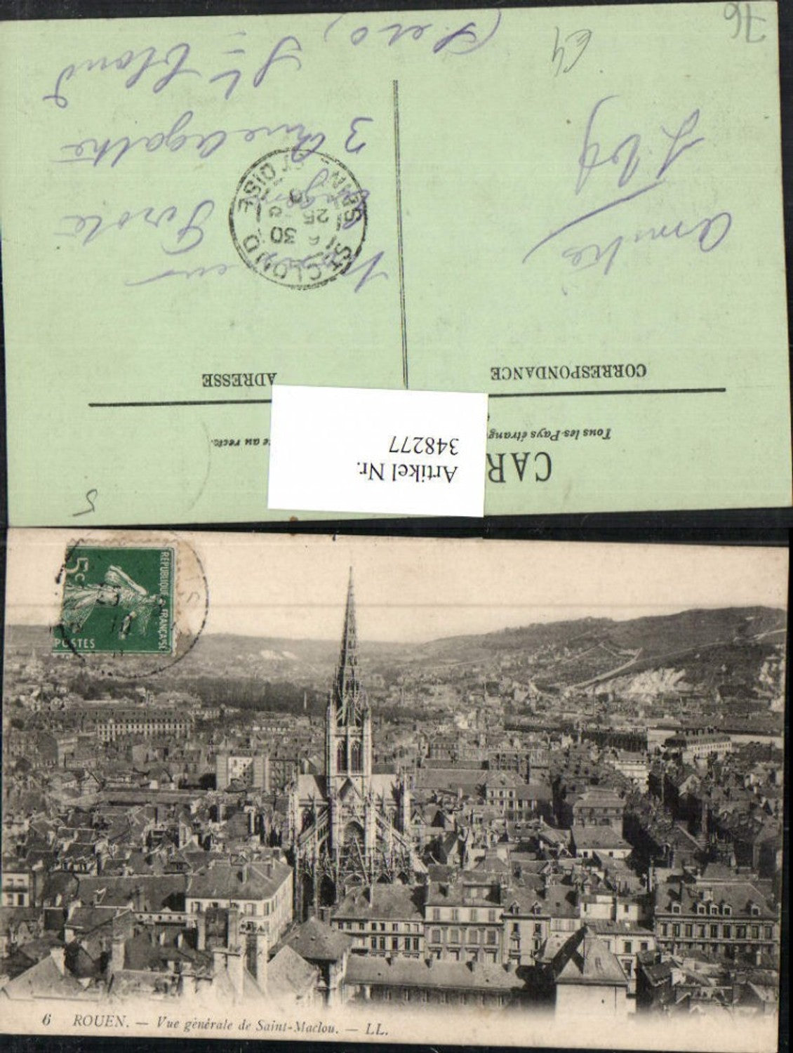 348277,Haute-Normandie Seine-Maritime Rouen Vue generale de Saint-Maclou Totale Kirche