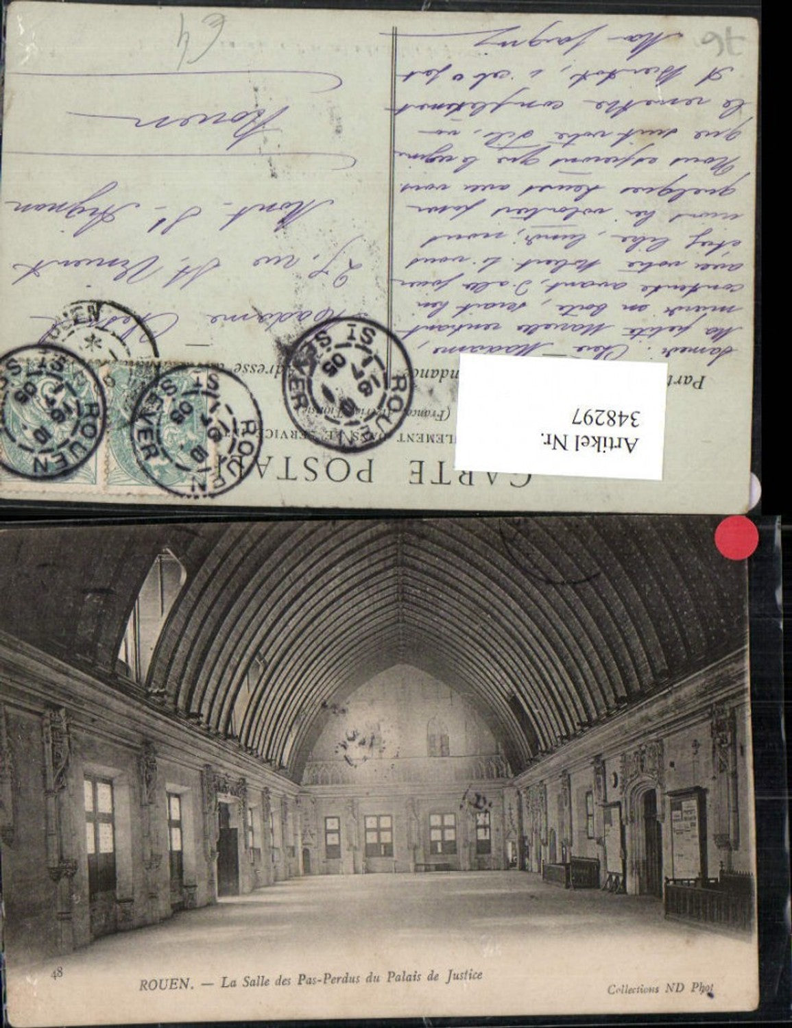 348297,Haute-Normandie Seine-Maritime Rouen Salle des Pas-Perdus du Palais de Justice Justizpalast