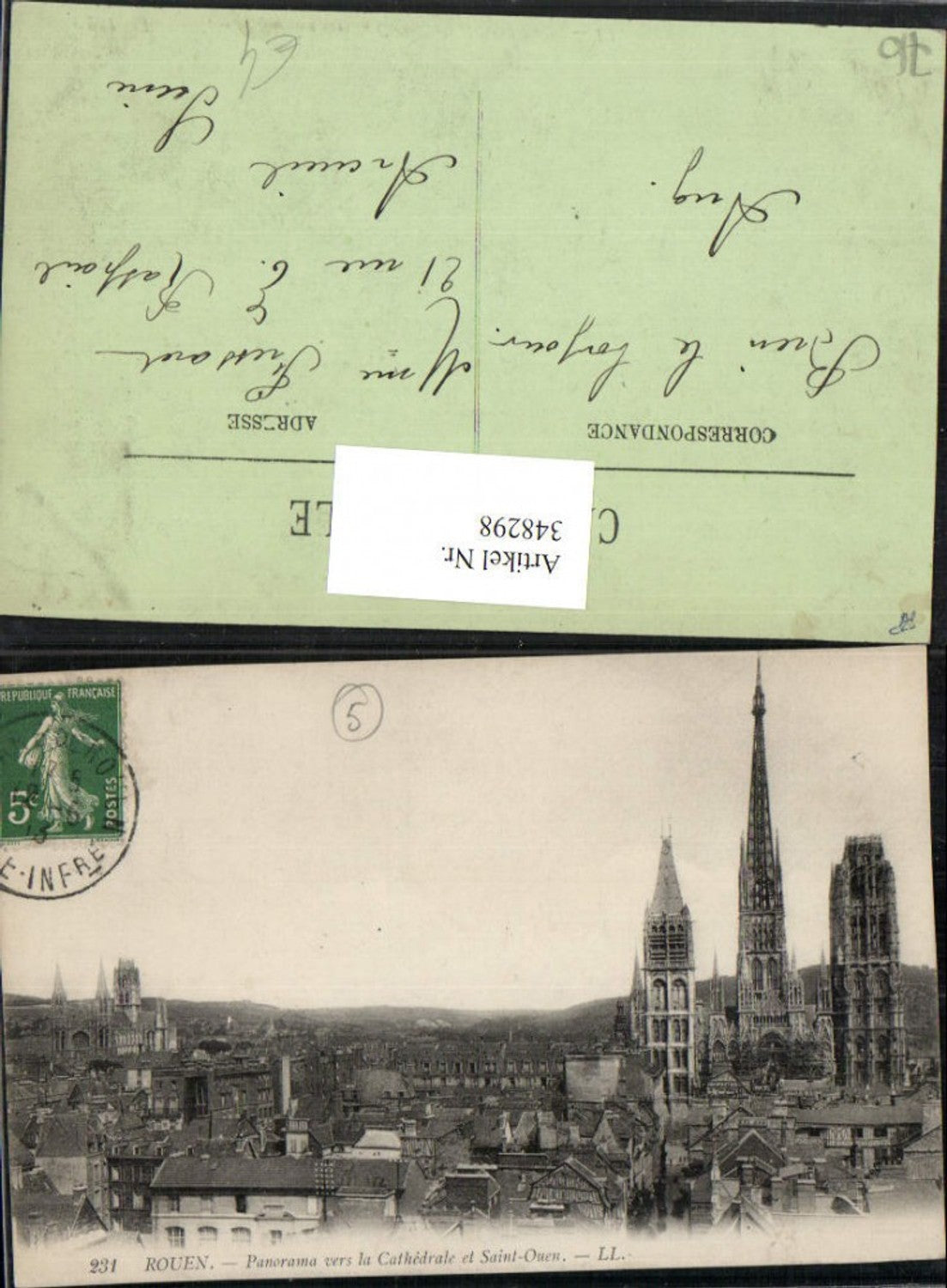 348298,Haute-Normandie Seine-Maritime Rouen Panorama vers la Cathedrale et Saint-Ouen Kirche