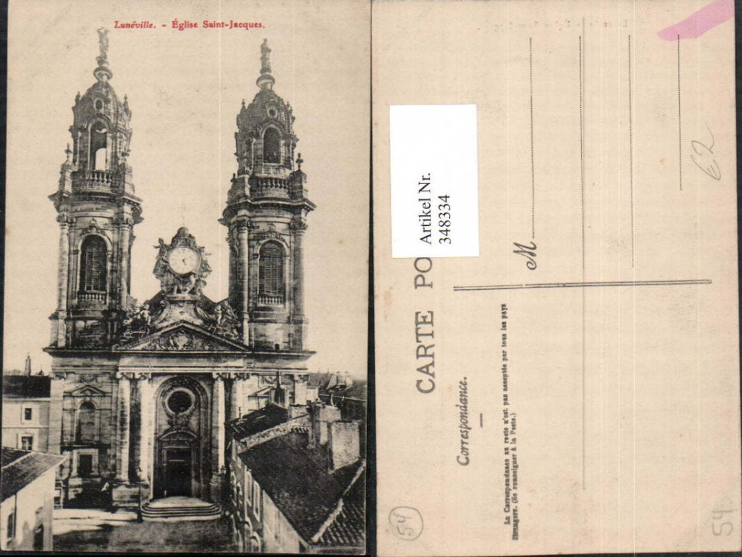 348334,Lothringen Meurthe-et-Moselle Luneville Eglise Saint-Jacques Kirche